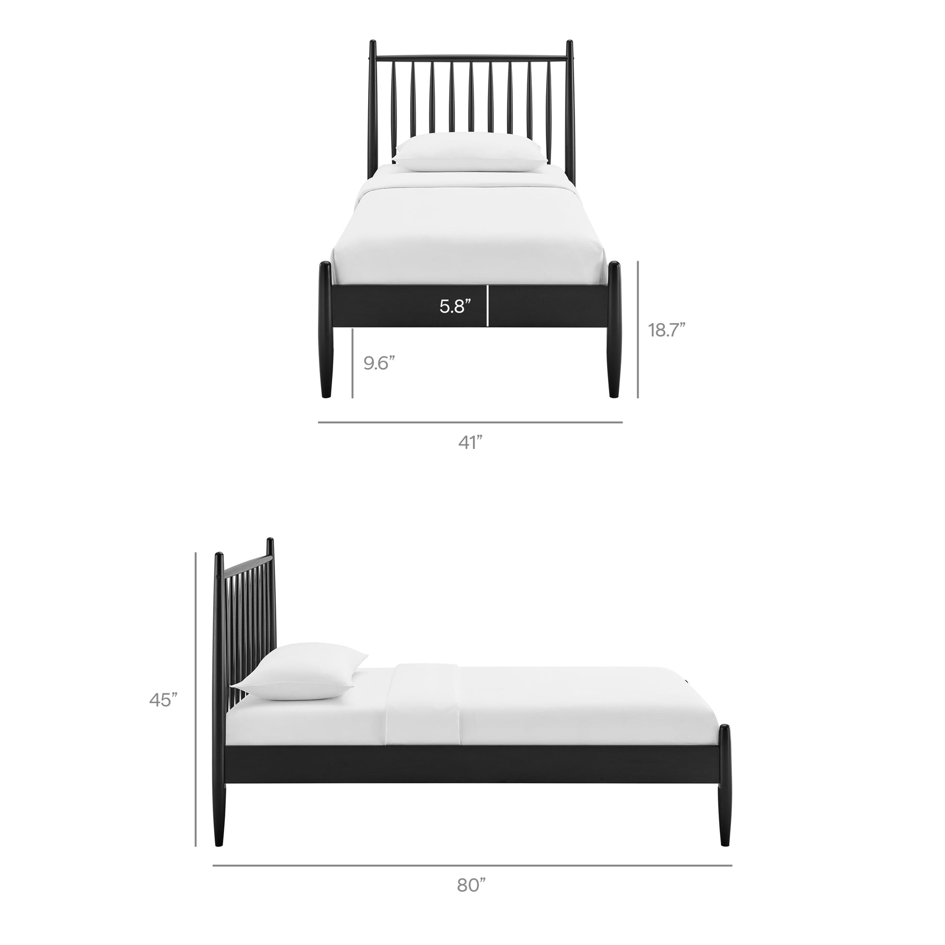 Zane Twin Size Spindle Bed Frame - Walnut