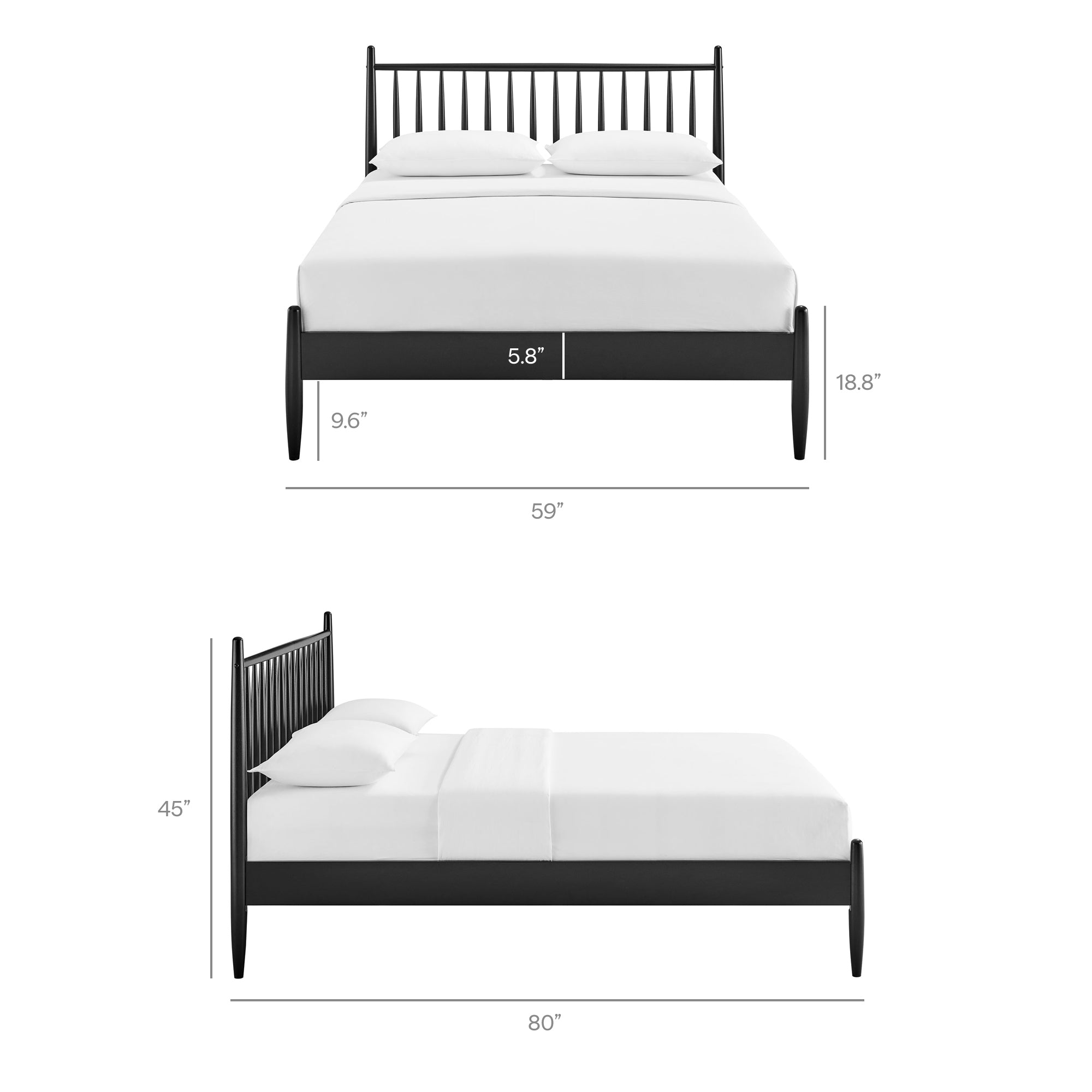 Zane Full Size Spindle Bed Frame - Walnut