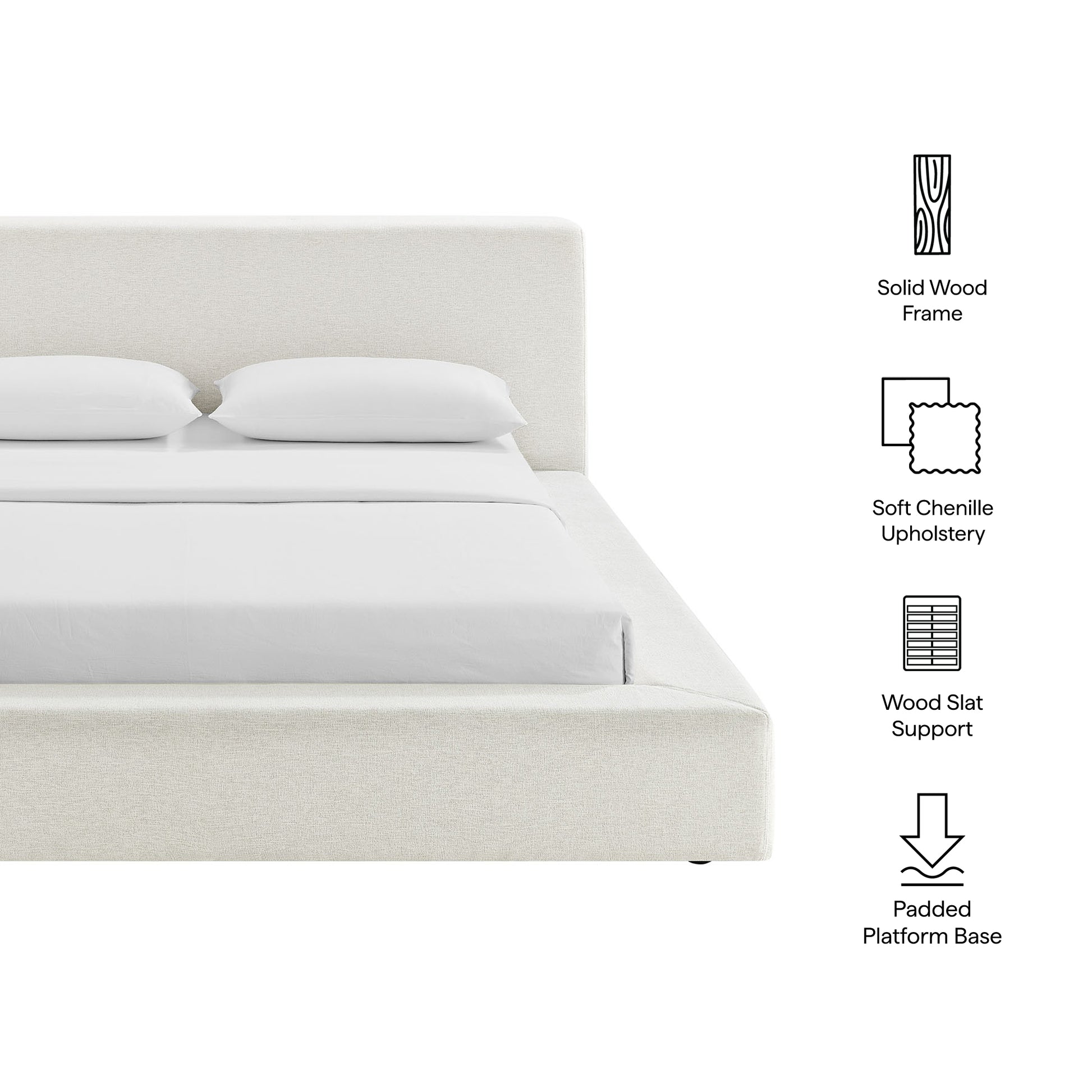 Luma Chenille Upholstered Platform Bed Frame - Light Gray Fabric