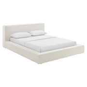 Luma Chenille Upholstered King Platform Bed Frame - Ivory Fabric
