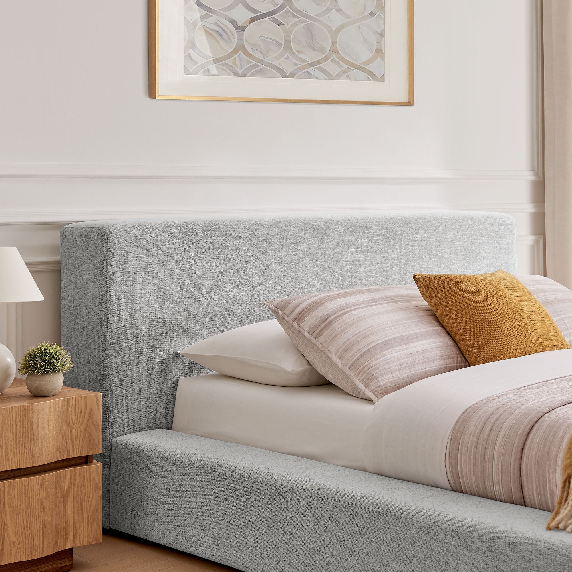 Luma Chenille Upholstered King Platform Bed Frame