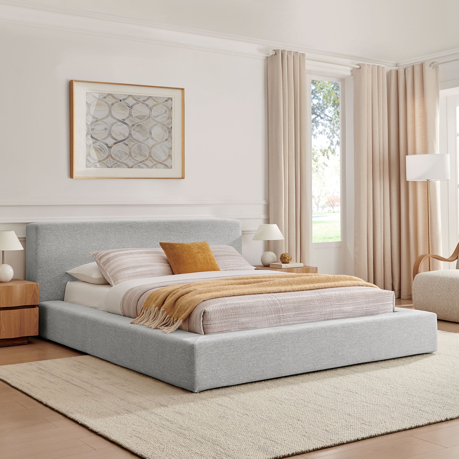 Luma Chenille Upholstered King Platform Bed Frame