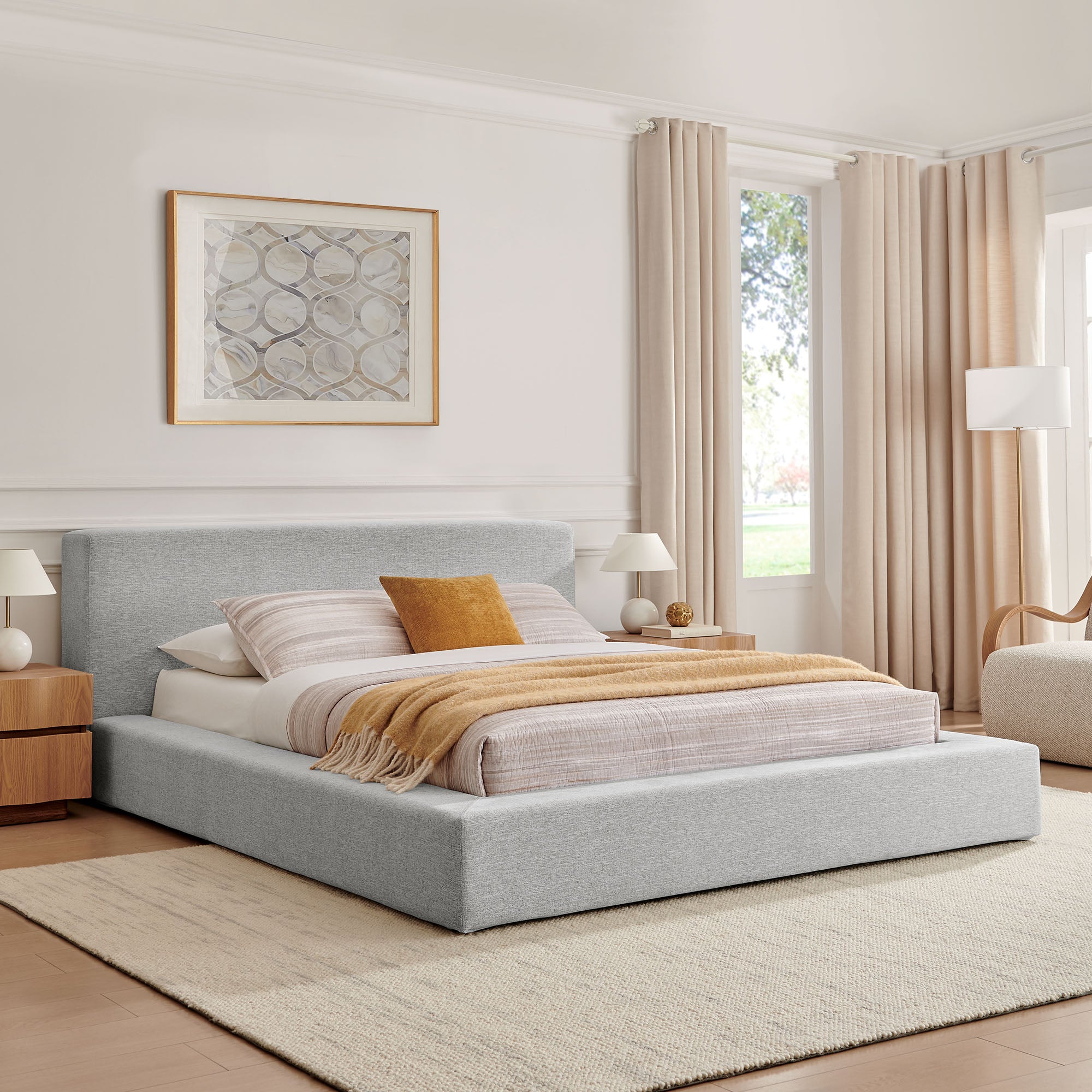 Luma Chenille Upholstered King Platform Bed Frame