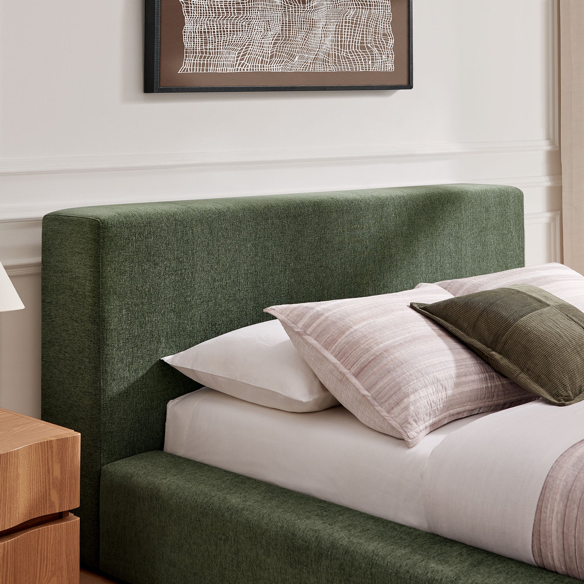 Luma Chenille Upholstered Queen Platform Bed Frame