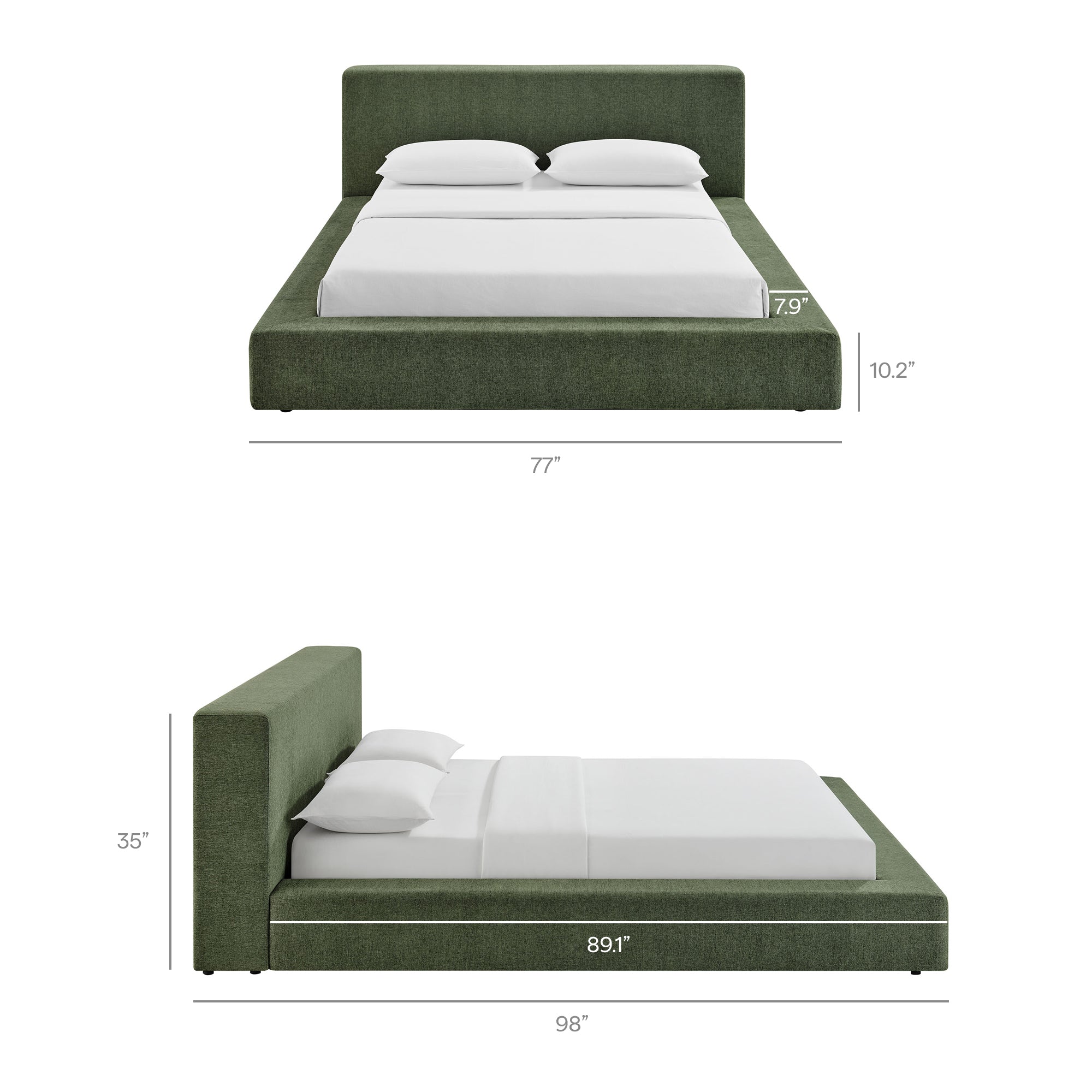 Luma Chenille Upholstered Queen Platform Bed Frame