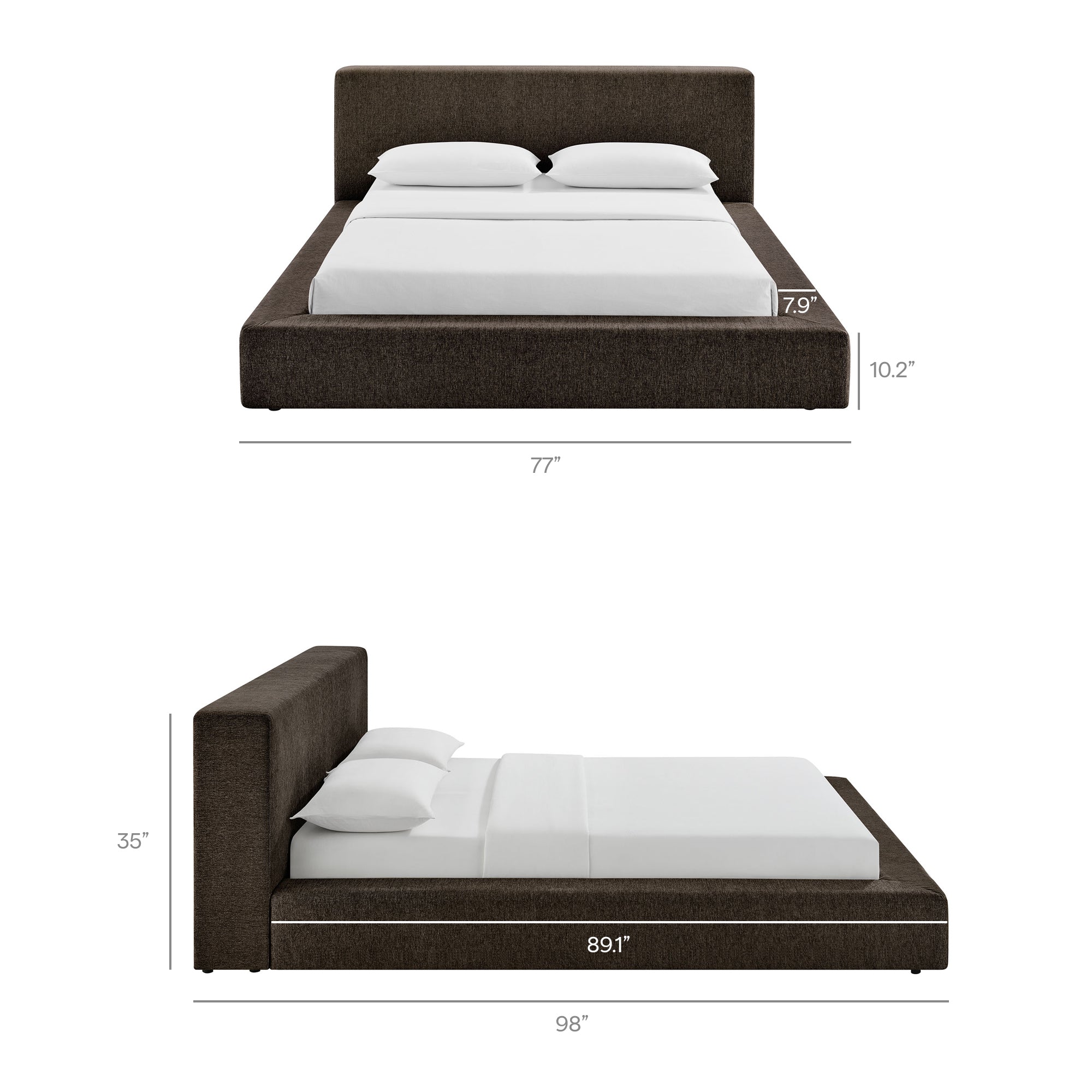 Luma Chenille Upholstered Queen Platform Bed Frame