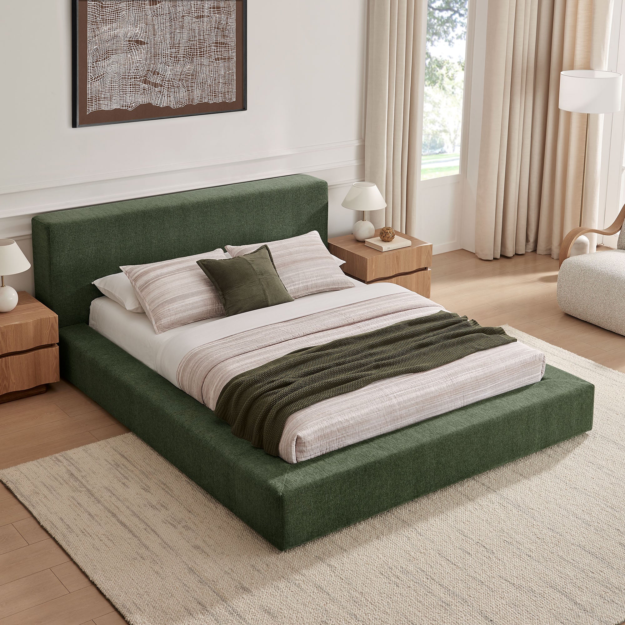 Luma Chenille Upholstered King Platform Bed Frame