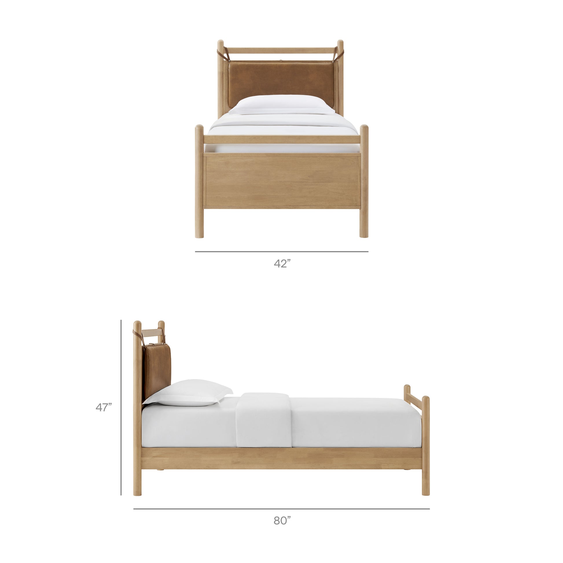 Leni Twin Size Vegan Leather and Wood Platform Bed Frame
