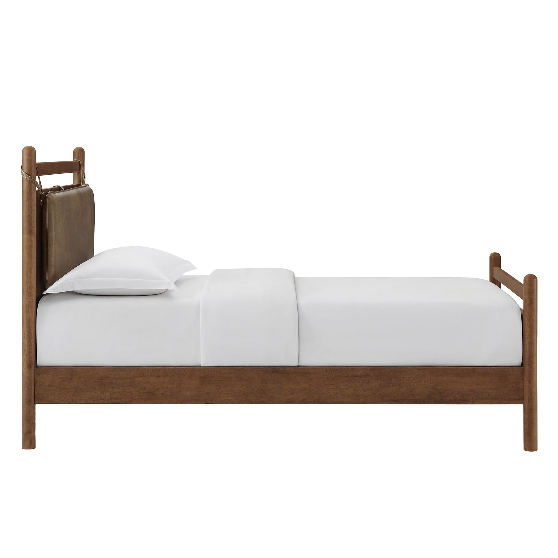 Leni Twin Size Vegan Leather and Wood Platform Bed Frame