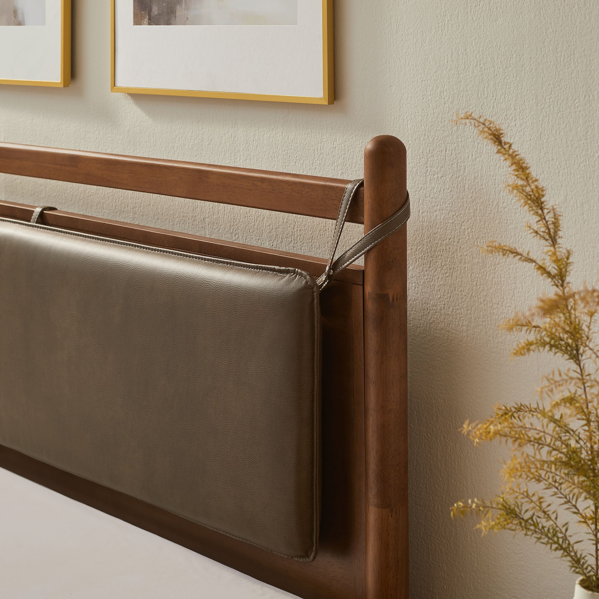 Leni Full Size Vegan Leather and Wood Platform Bed Frame