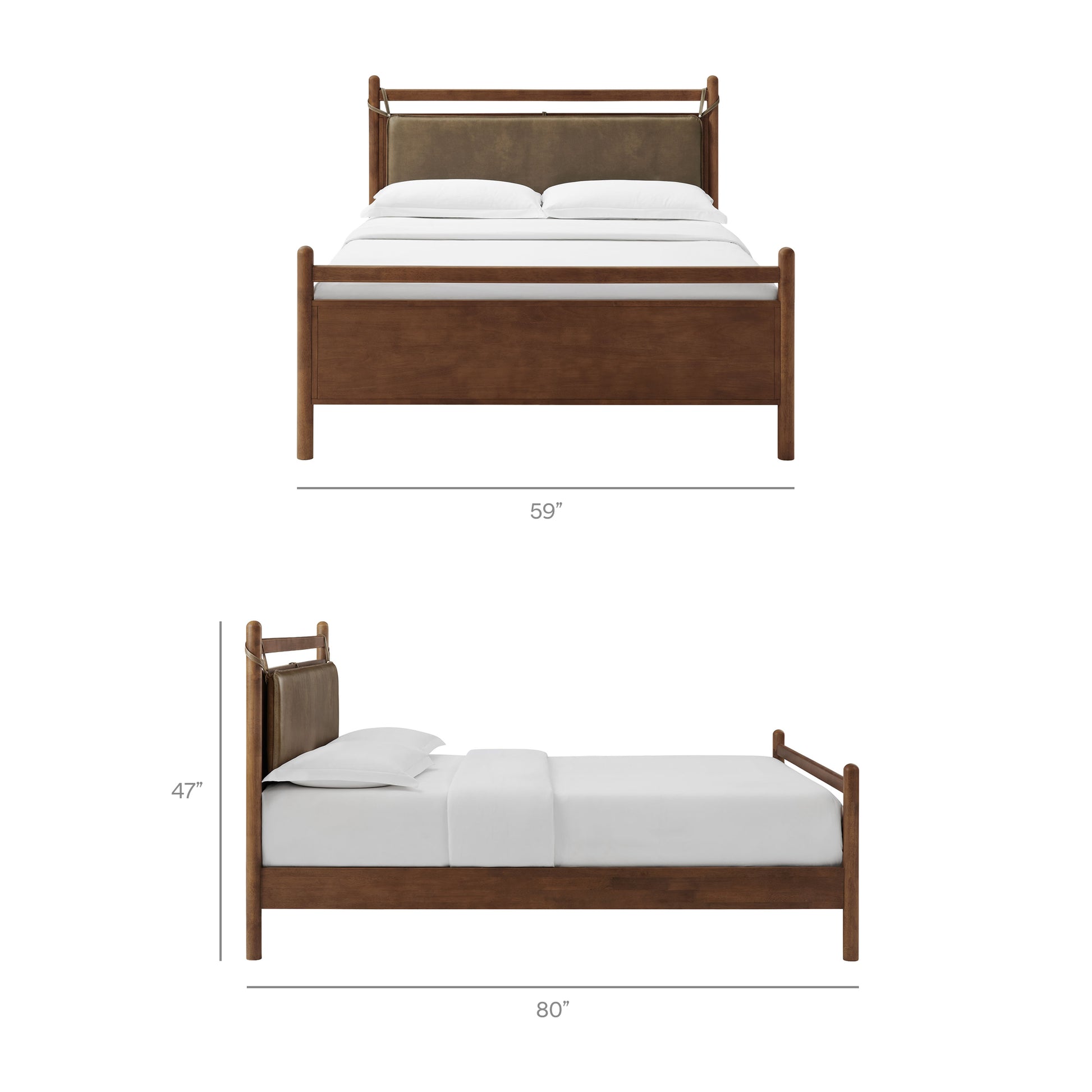 Leni Full Size Vegan Leather and Wood Platform Bed Frame