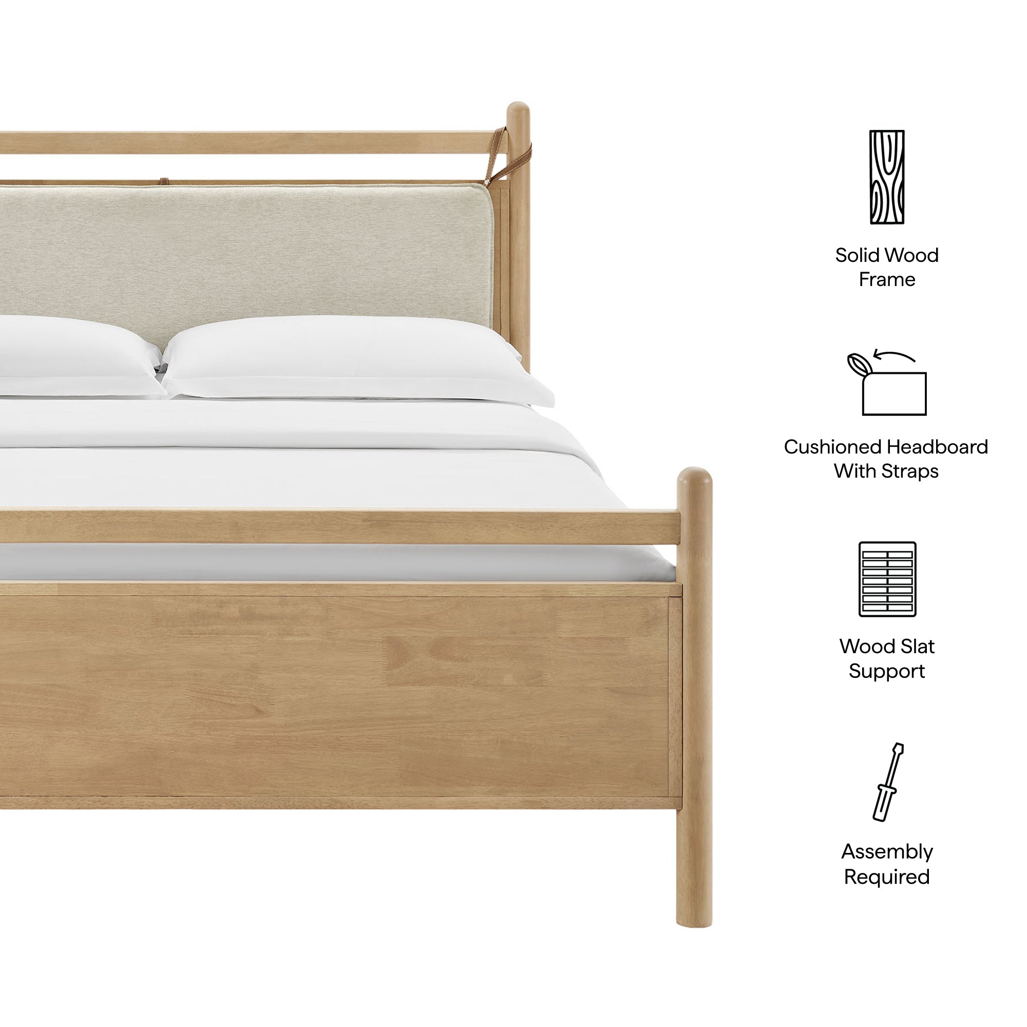 Leni Wood Platform Bed Frame - Walnut Heathered Ivory