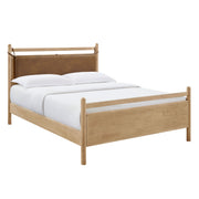 Leni Vegan Leather and Wood Platform Bed Frame - Light Oak Canyon