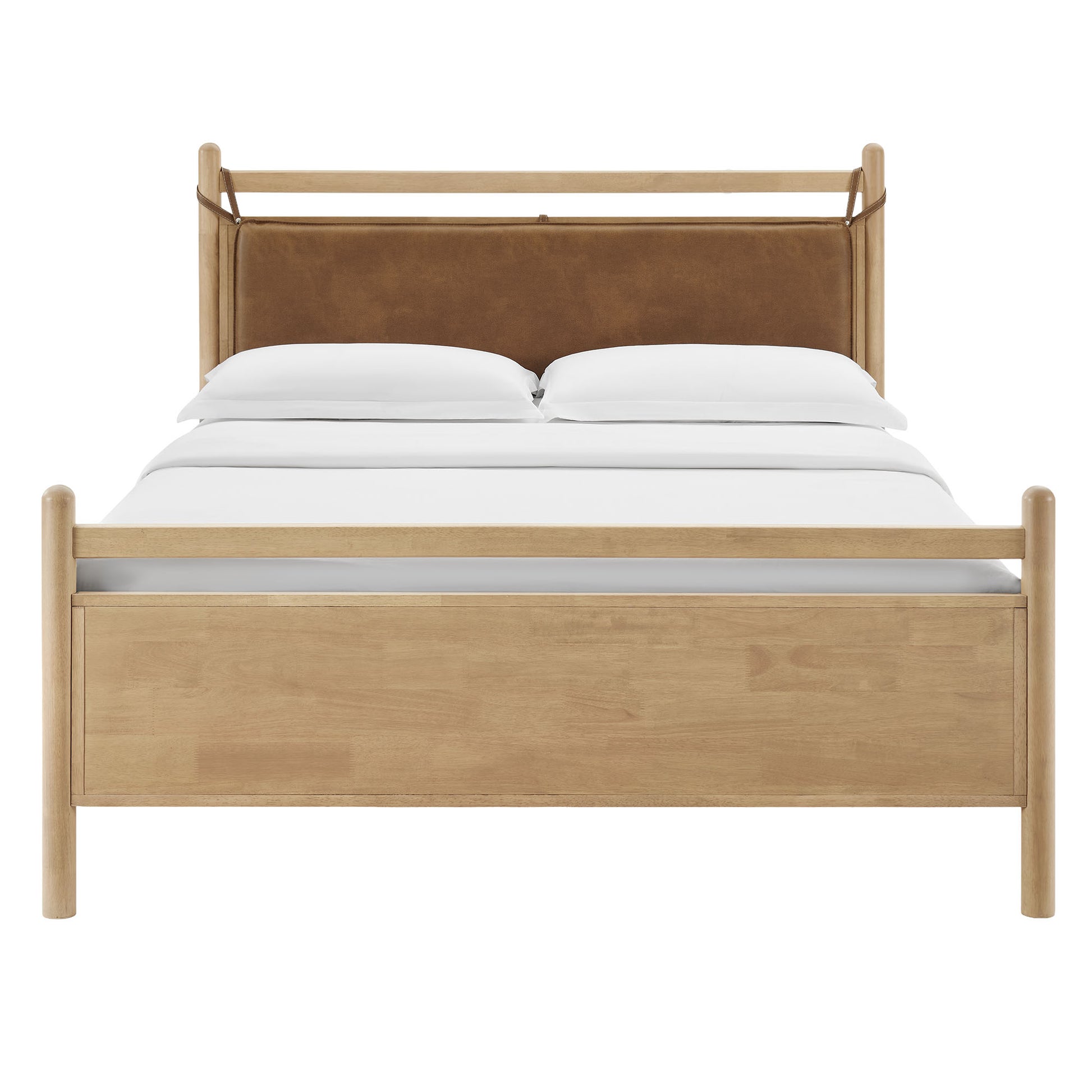 Leni King Size Vegan Leather and Wood Platform Bed Frame