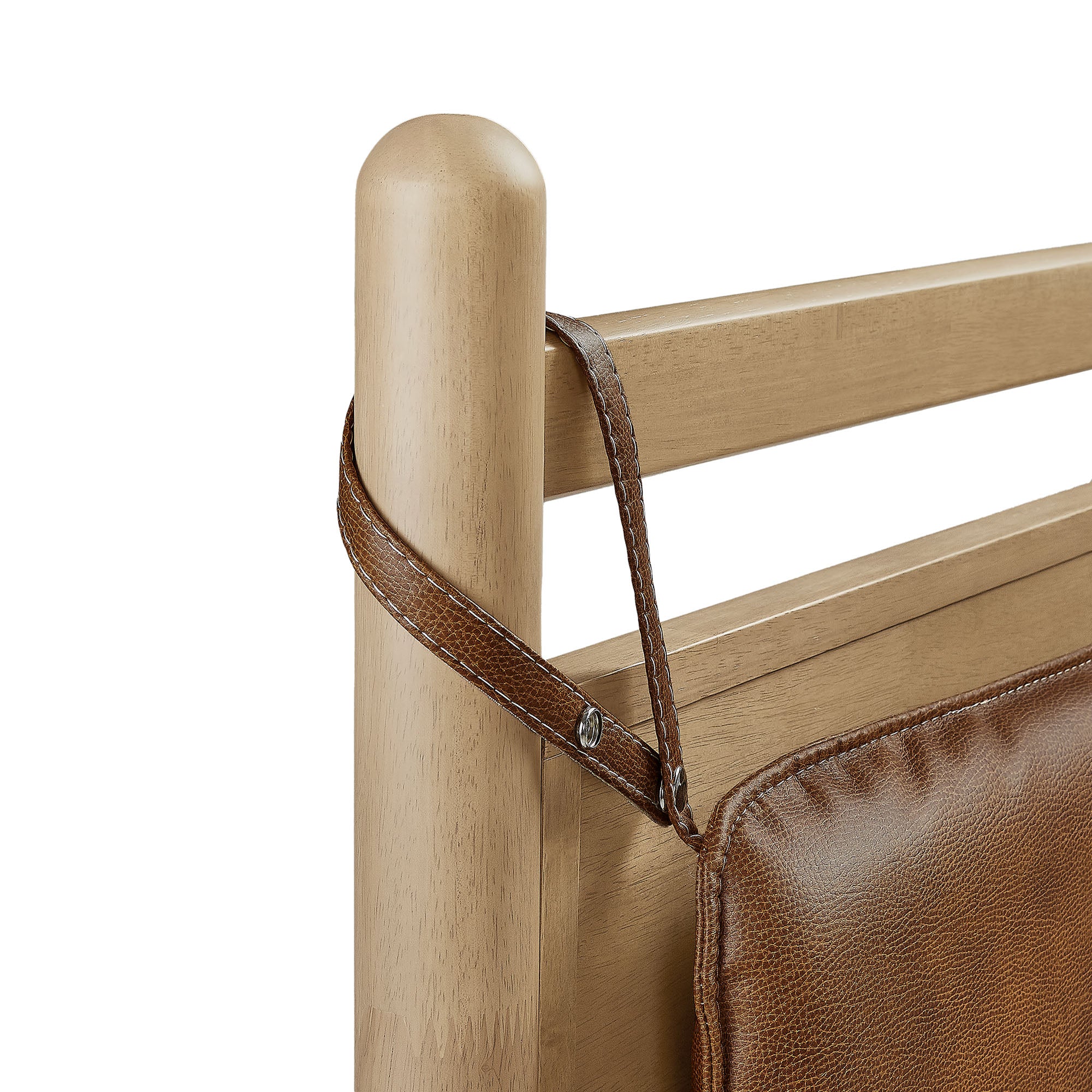 Leni King Size Vegan Leather and Wood Platform Bed Frame