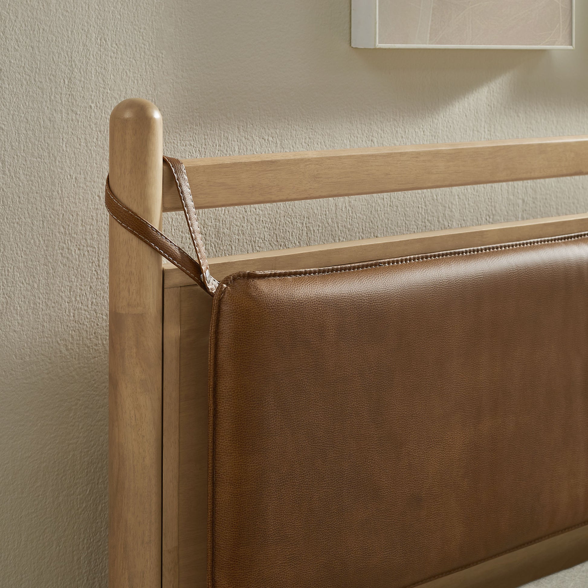 Leni King Size Vegan Leather and Wood Platform Bed Frame