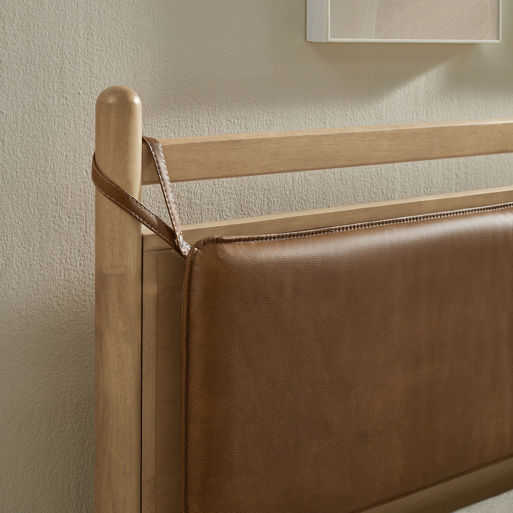 Leni King Size Vegan Leather and Wood Platform Bed Frame