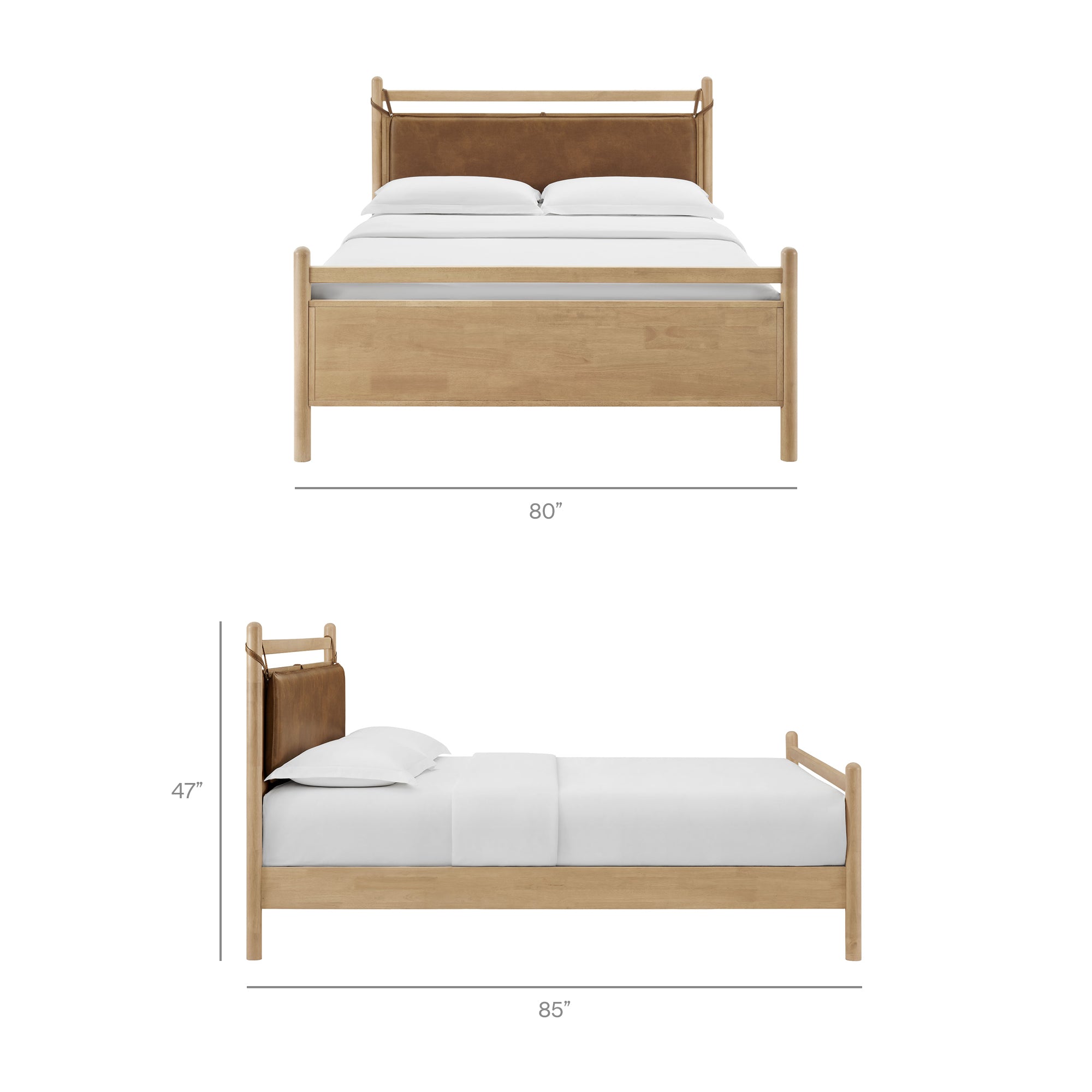 Leni King Size Vegan Leather and Wood Platform Bed Frame