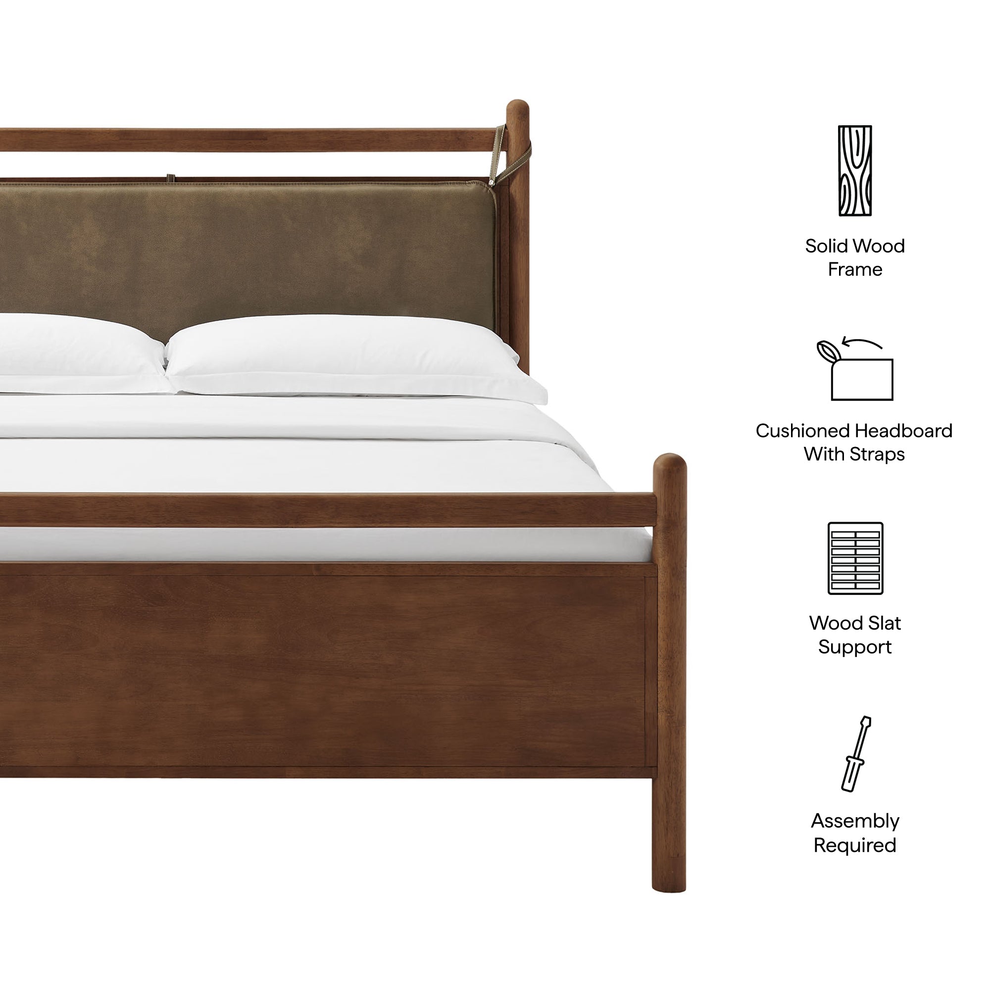 Leni King Size Vegan Leather and Wood Platform Bed Frame