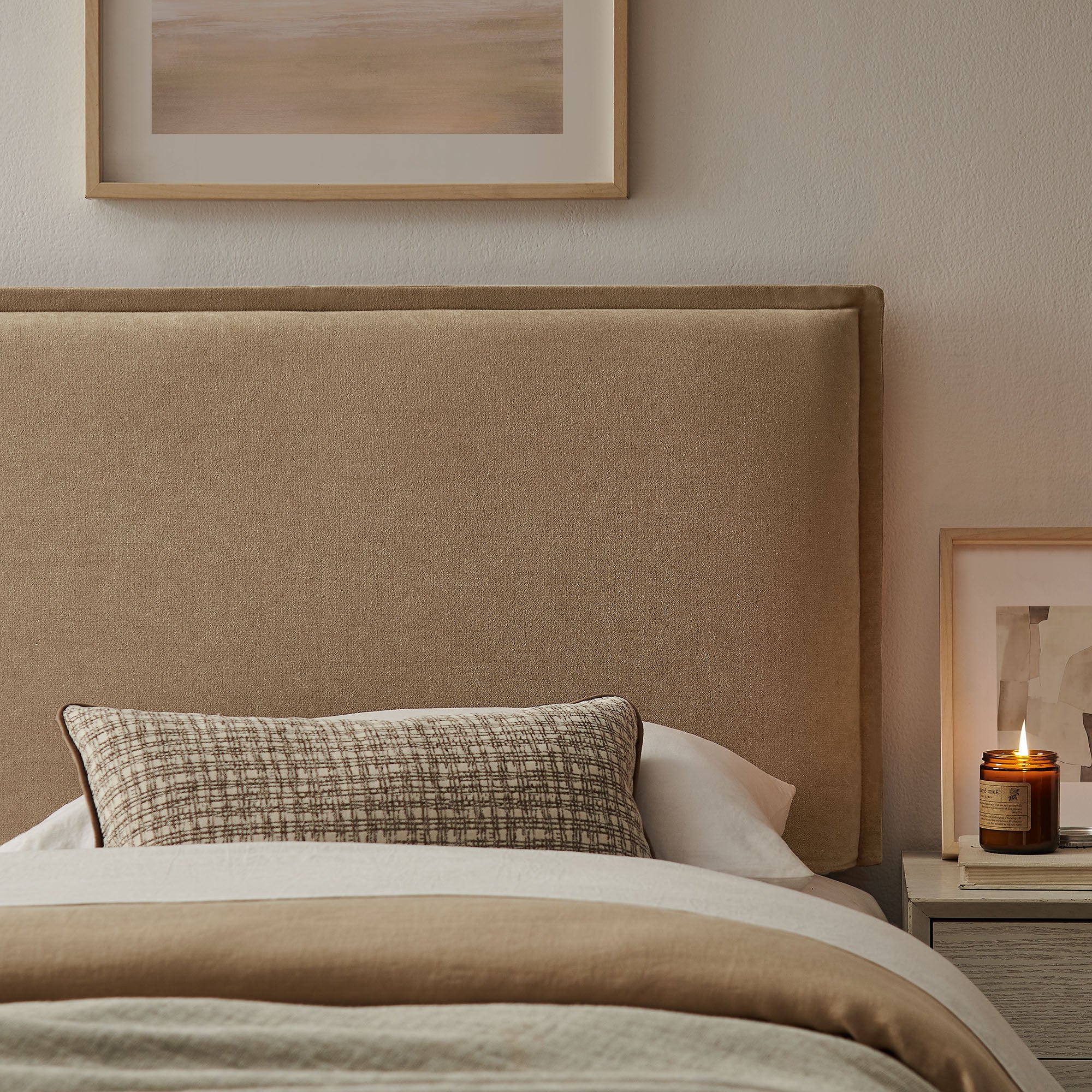 Camille Upholstered Linen Blend Twin Size Headboard
