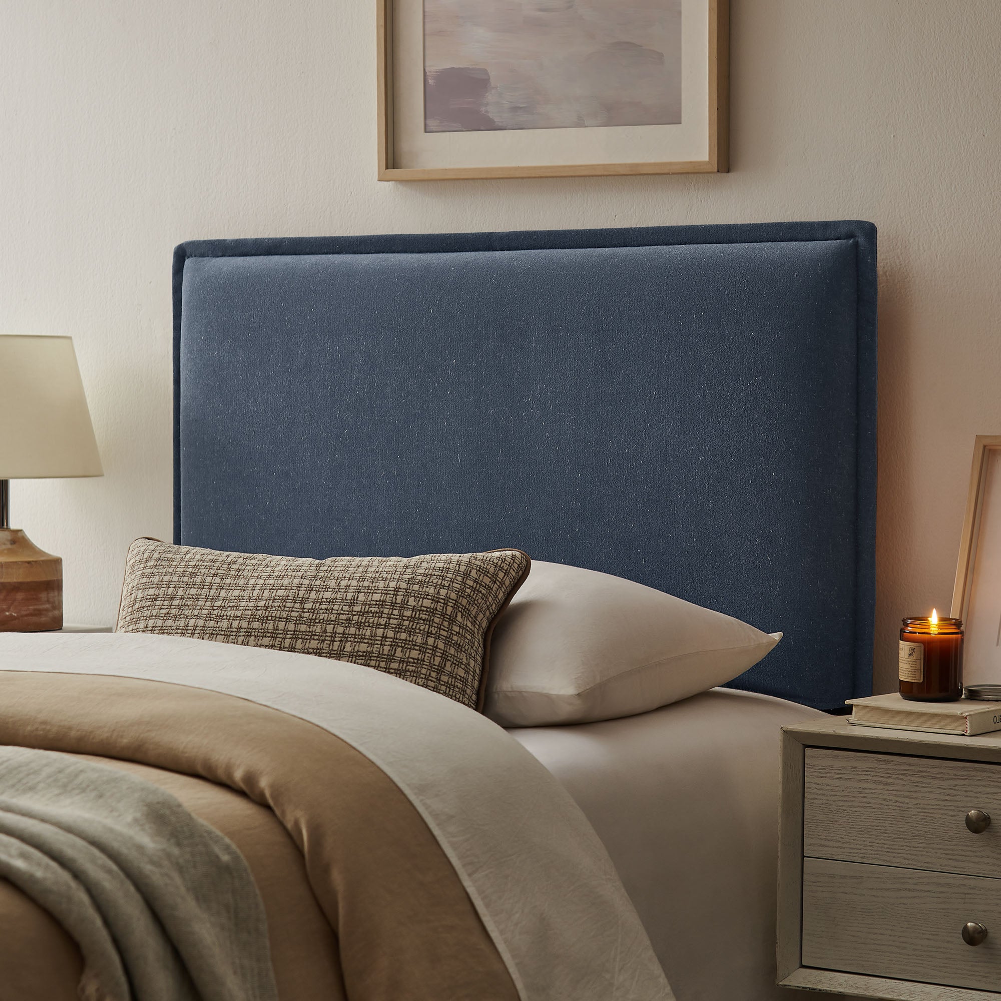 Camille Upholstered Linen Blend Twin Size Headboard
