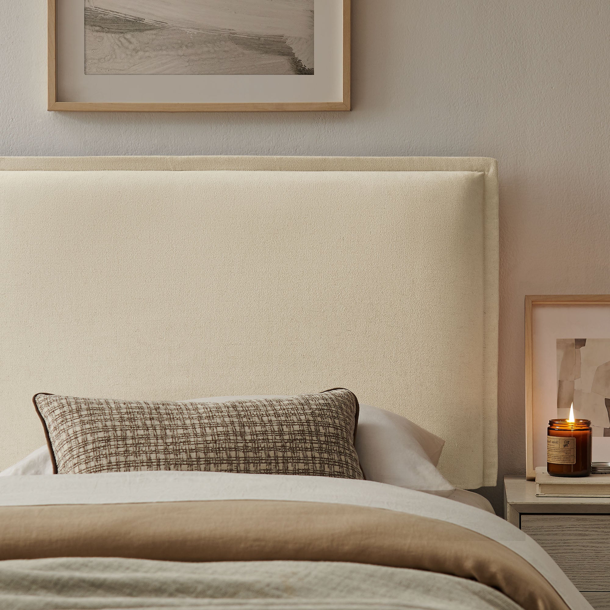 Camille Upholstered Linen Blend Twin Size Headboard