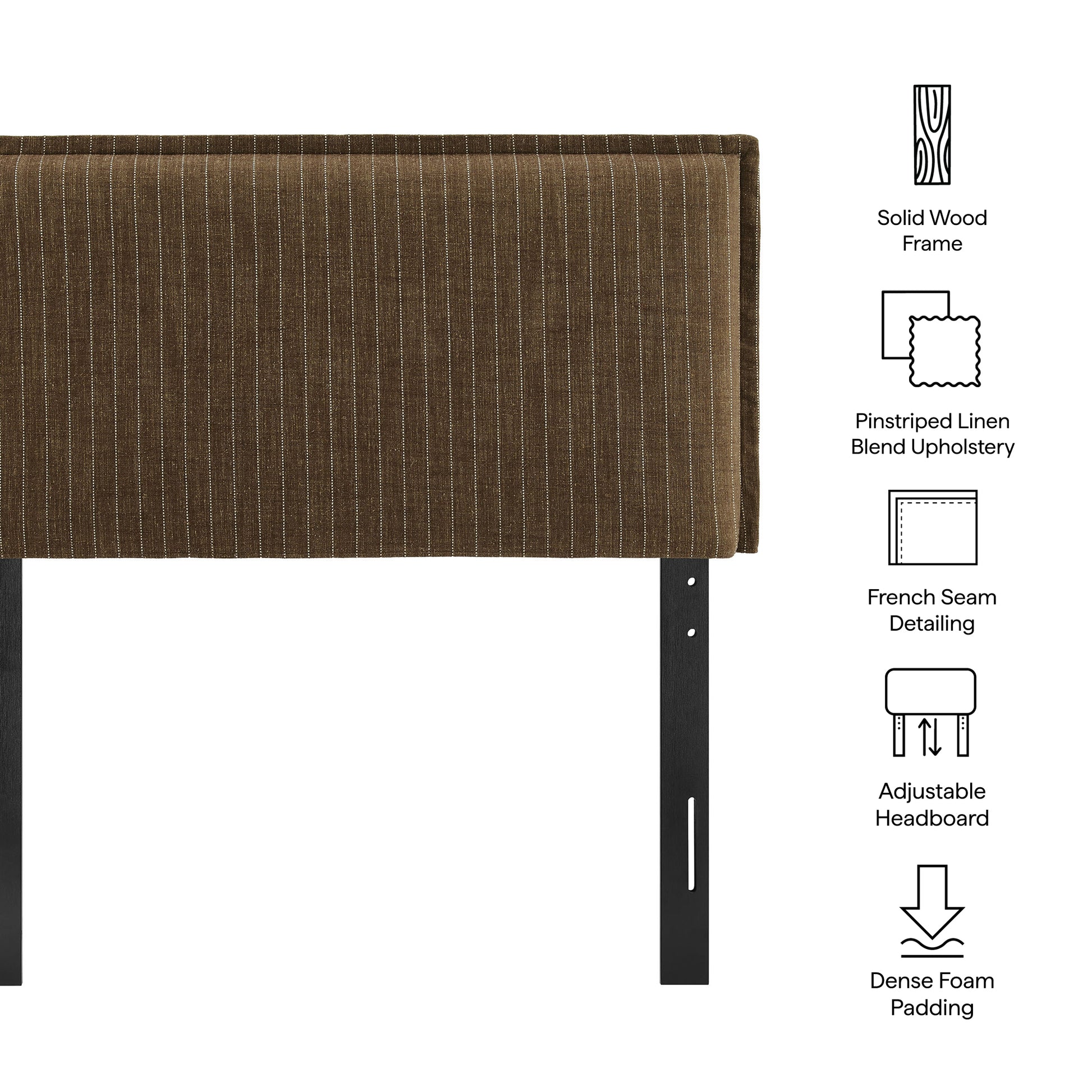 Camille Striped Linen Blend Twin Size Headboard - Oatmeal Stripe