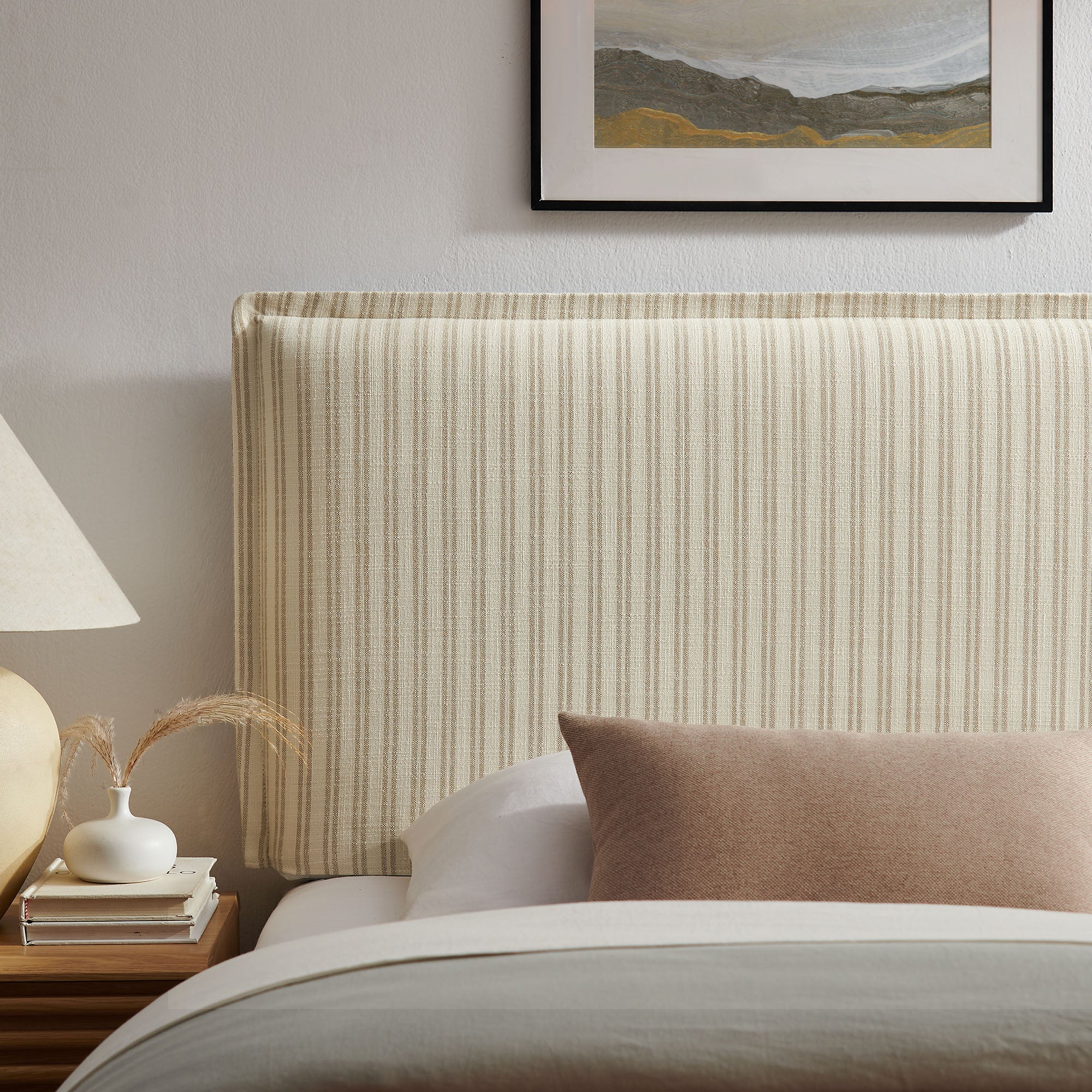 Camille Striped Linen Blend Twin Size Headboard