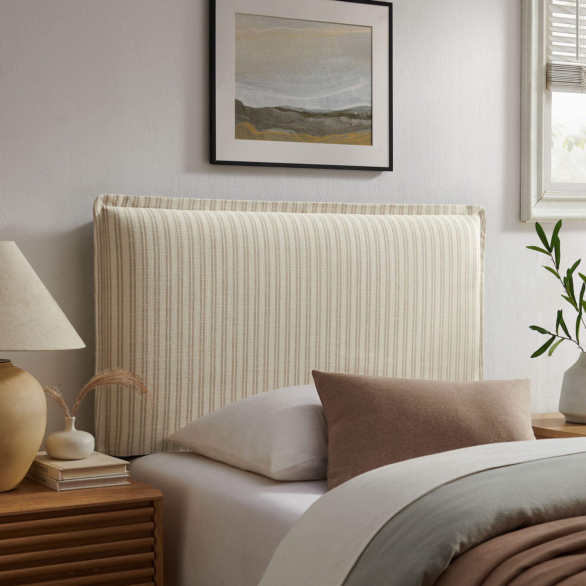 Camille Striped Linen Blend Twin Size Headboard