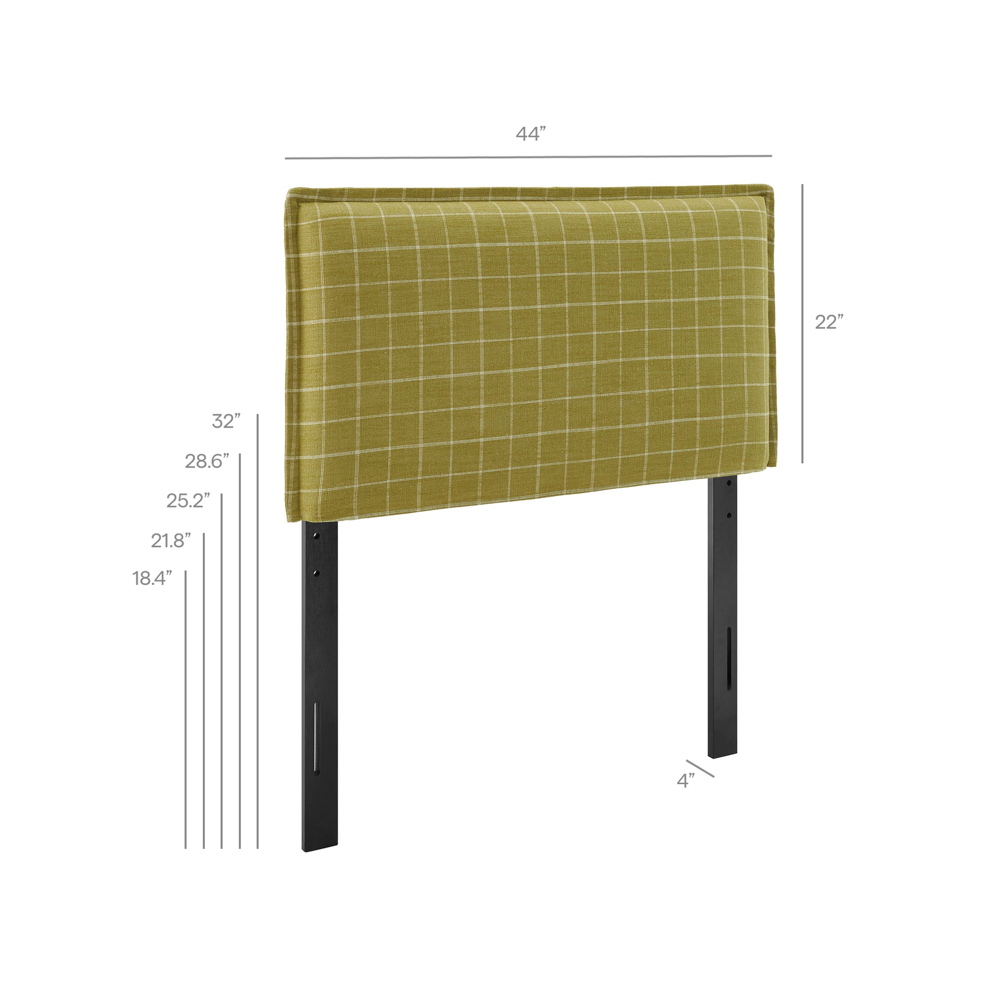 Camille Checkered Linen Blend Twin Size Headboard - Hemp Windowpane Check
