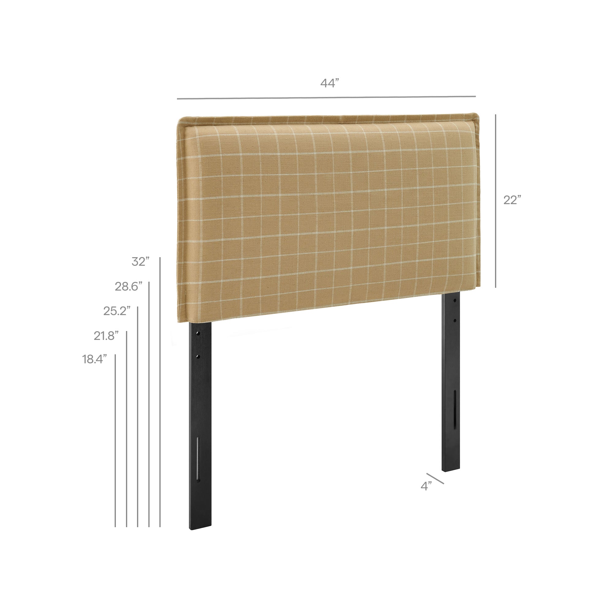 Camille Checkered Linen Blend Twin Size Headboard