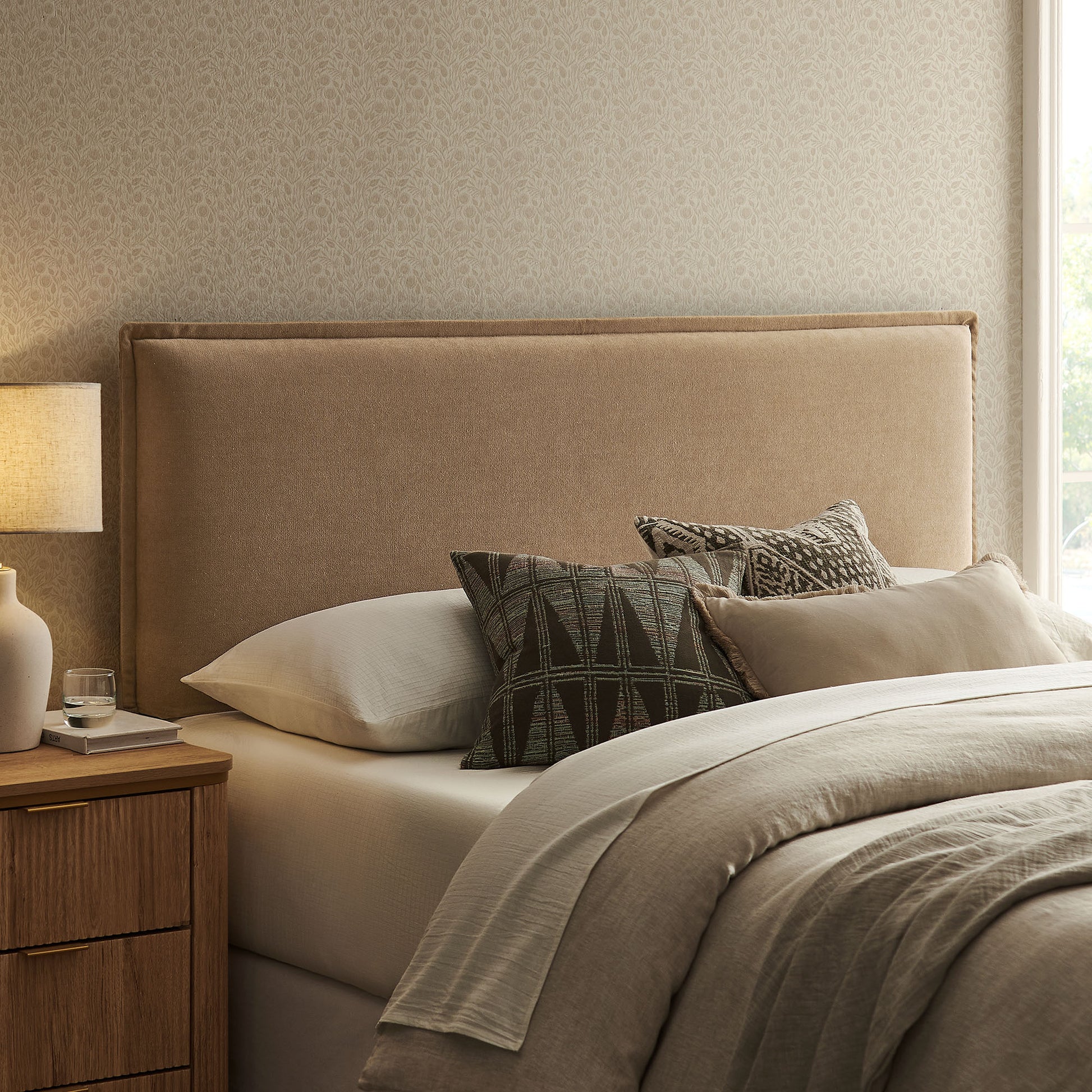 Camille Upholstered Linen Blend Full Size Headboard
