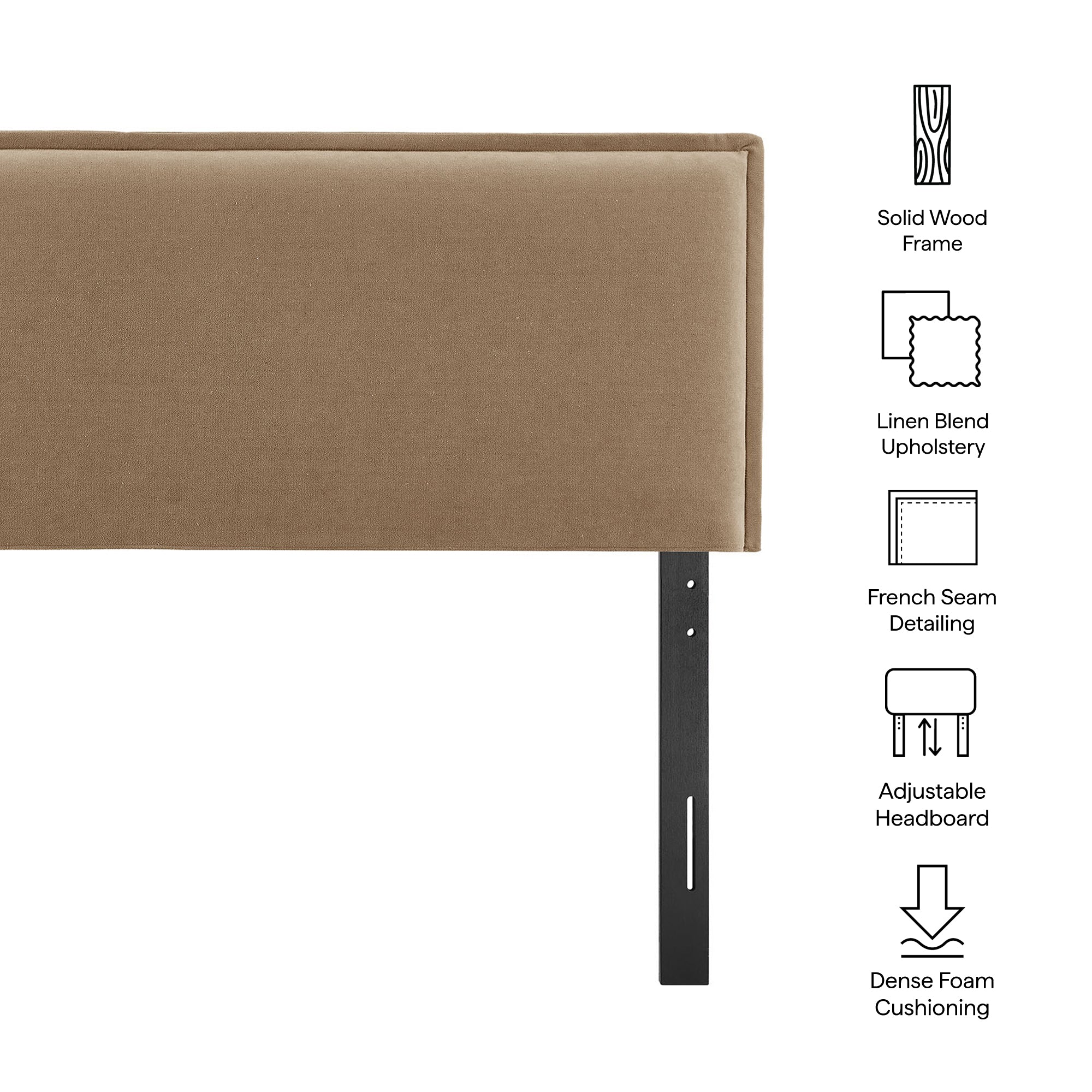 Camille Upholstered Linen Blend Full Size Headboard - Cocoa