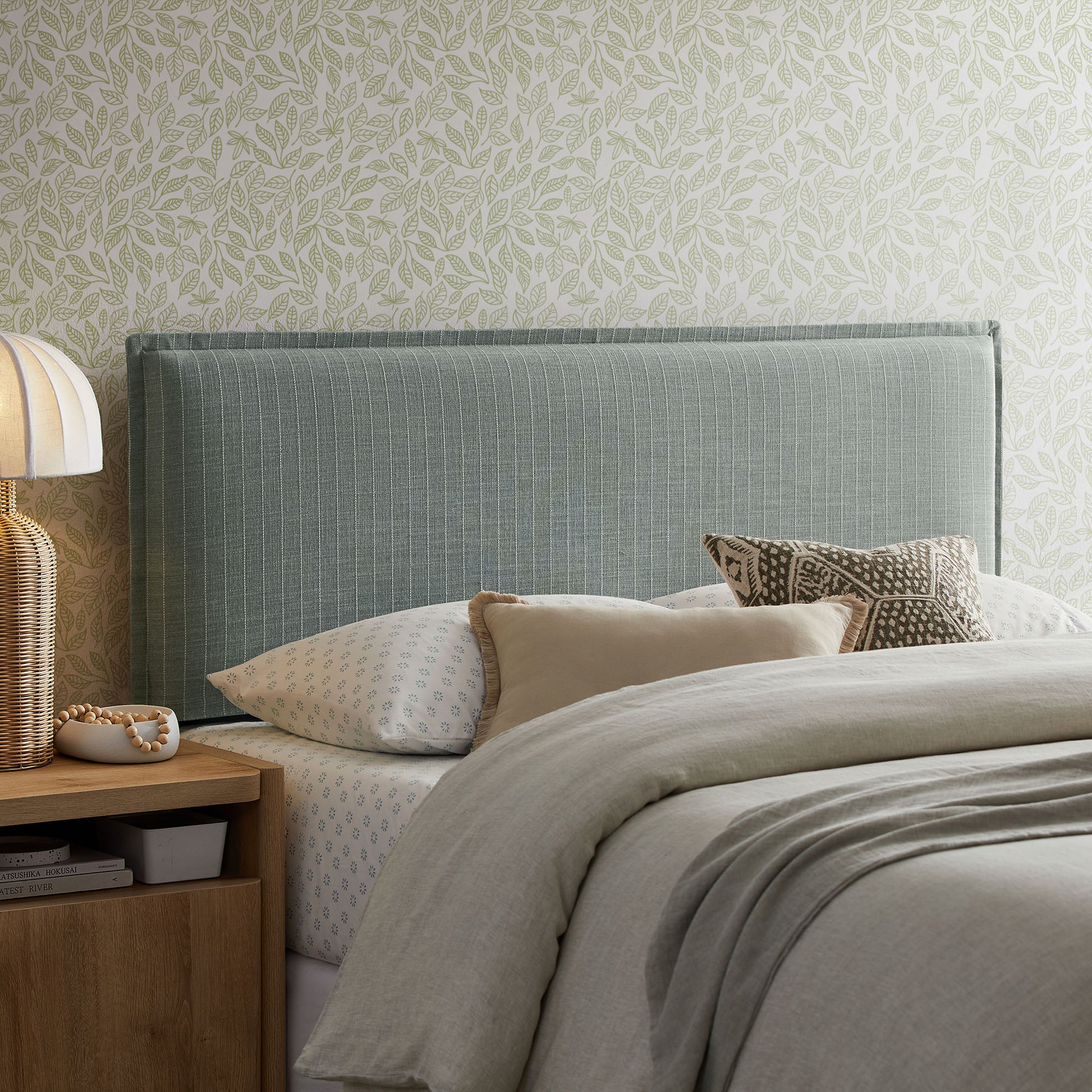 Camille Striped Linen Blend Full Size Headboard