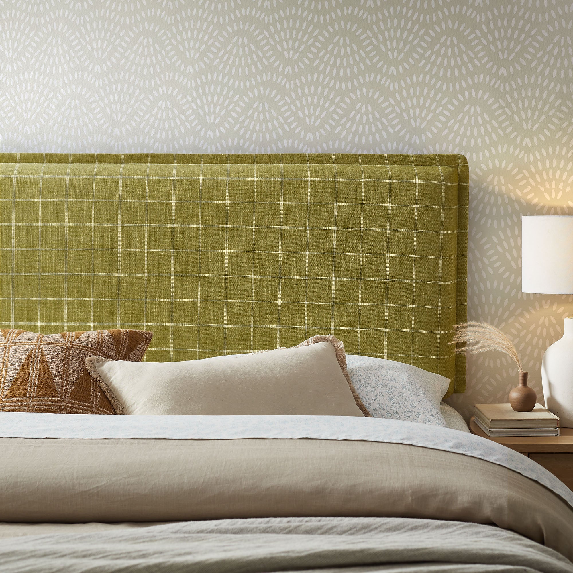 Camille Checkered Linen Blend Full Size Headboard
