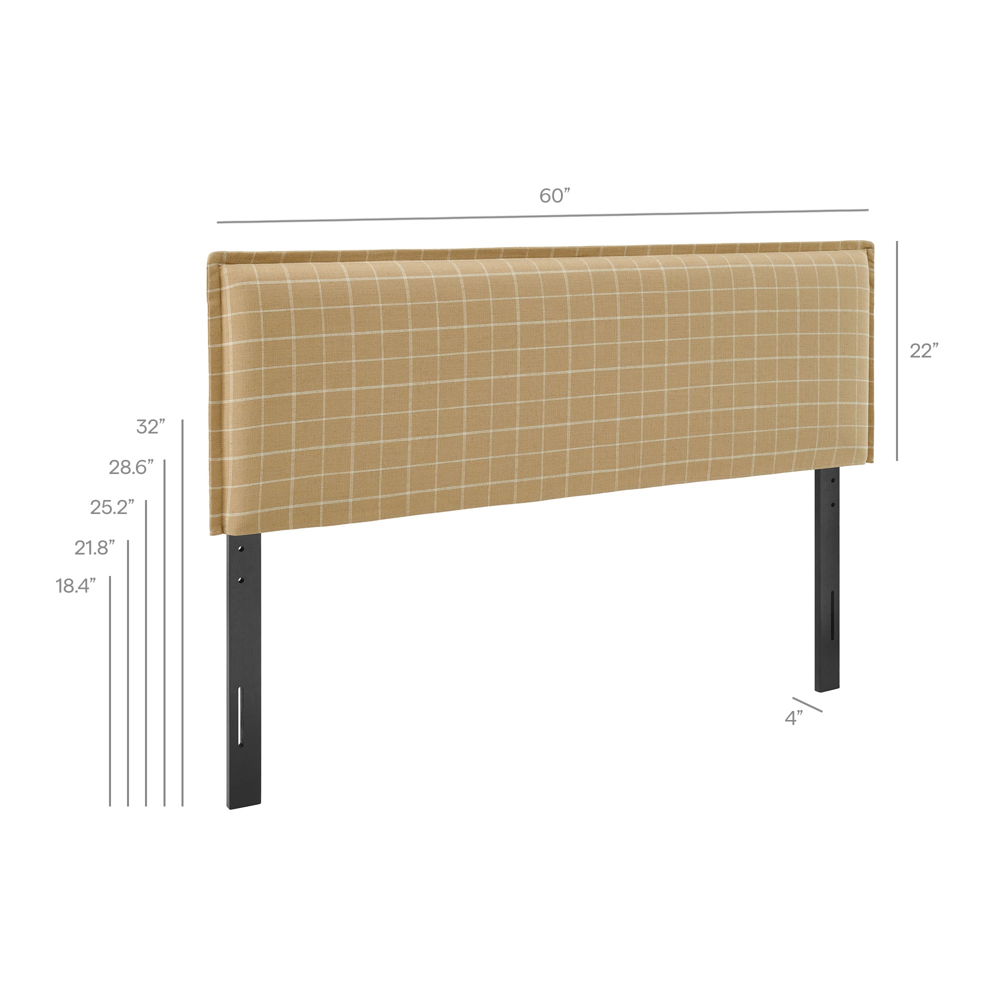 Camille Checkered Linen Blend Full Size Headboard