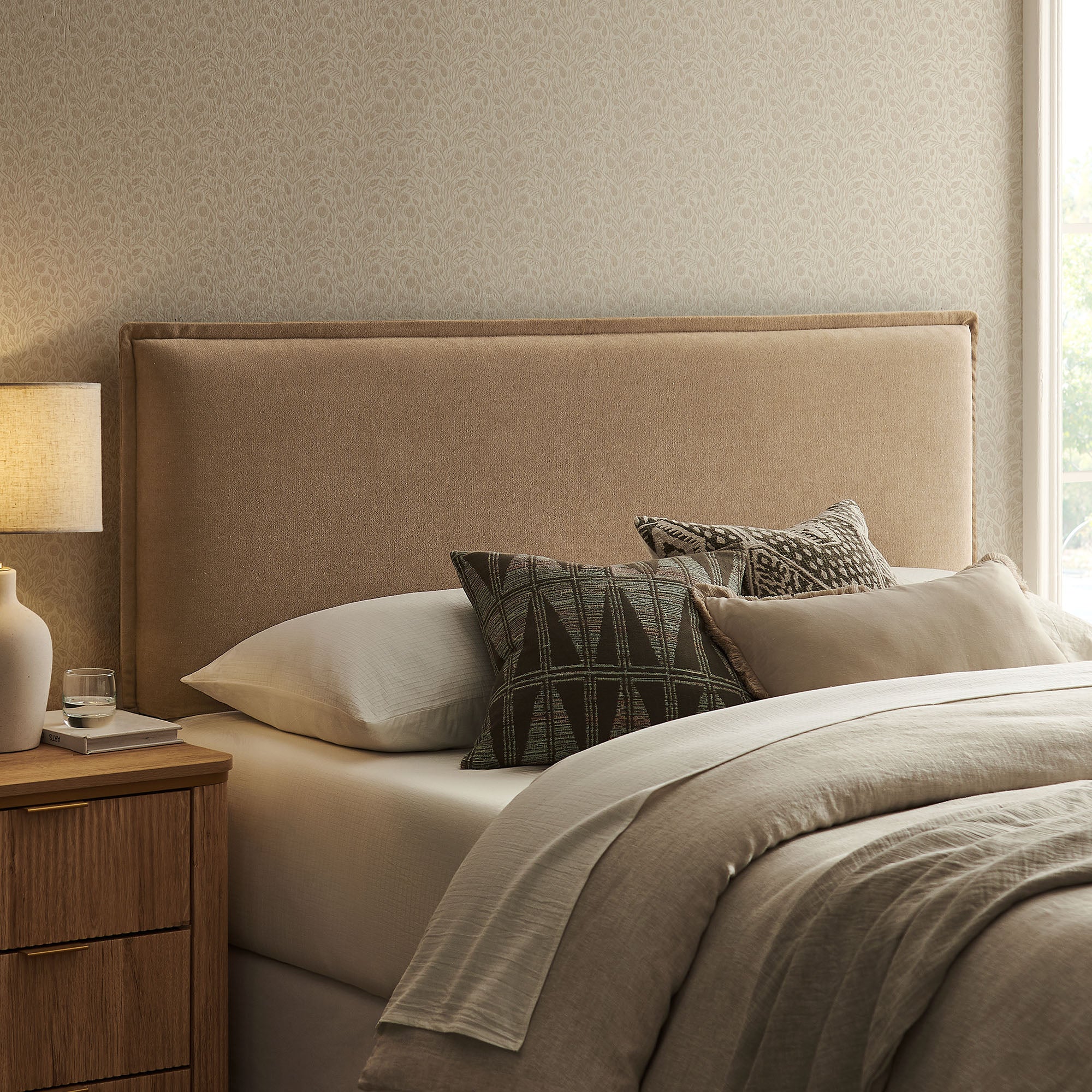 Camille Upholstered Linen Blend King Size Headboard