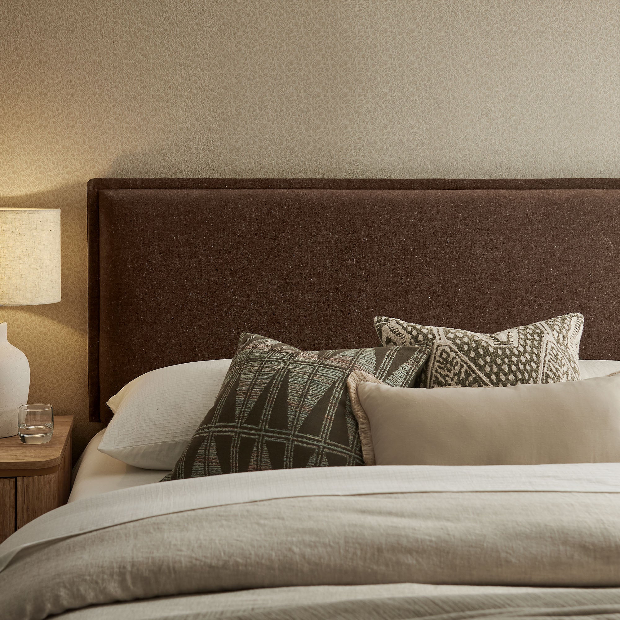 Camille Upholstered Linen Blend King Size Headboard