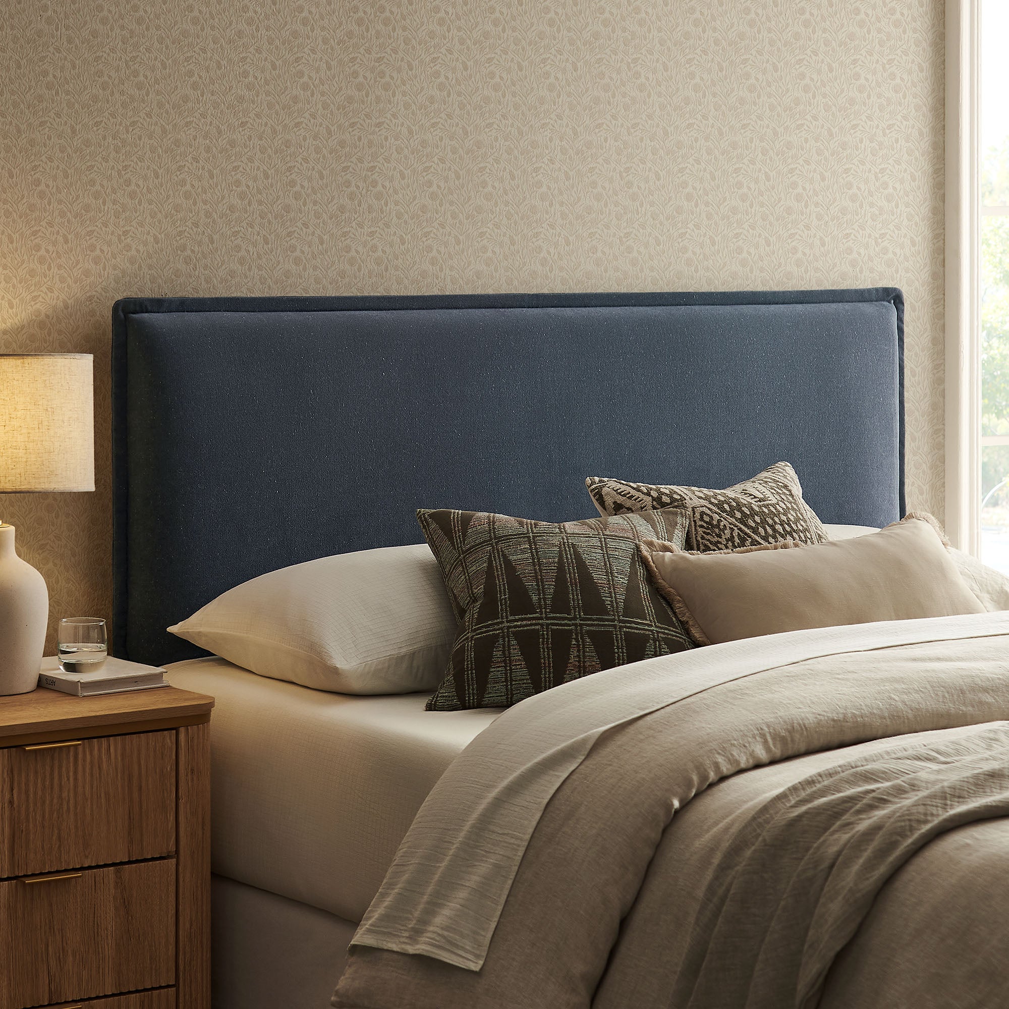 Camille Upholstered Linen Blend King Size Headboard
