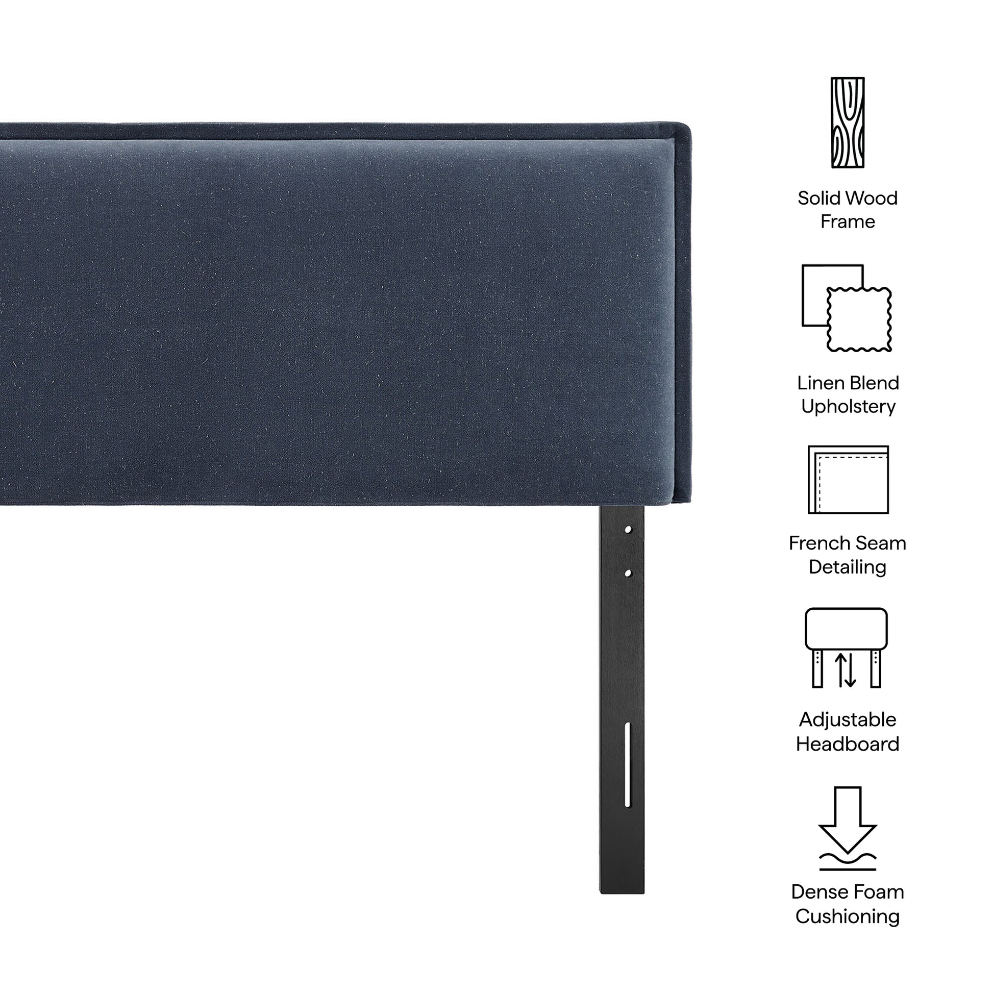 Camille Upholstered Linen Blend King Size Headboard
