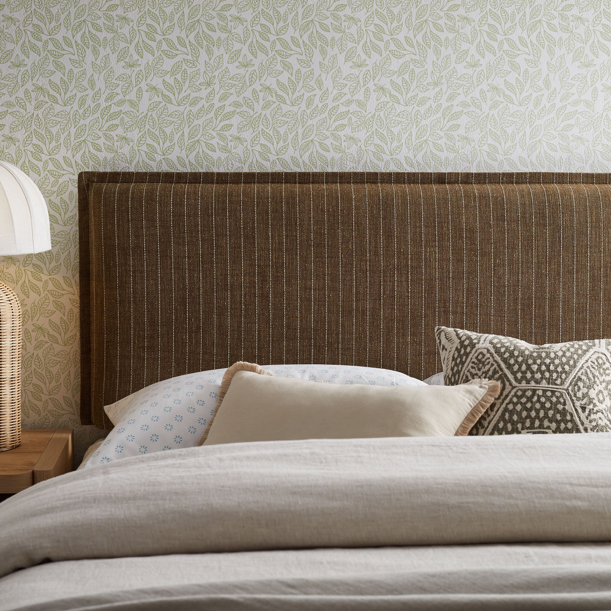 Camille Striped Linen Blend King Size Headboard