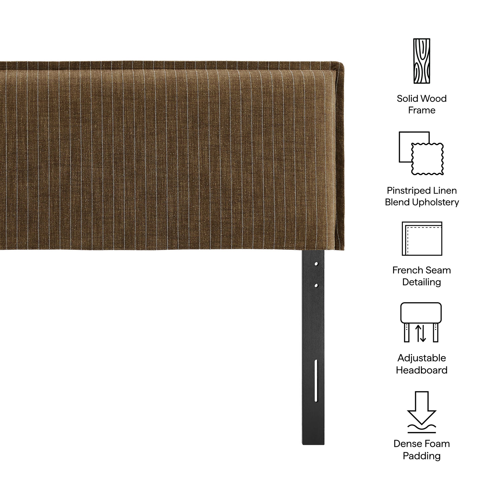 Camille Striped Linen Blend King Size Headboard - Oatmeal Stripe