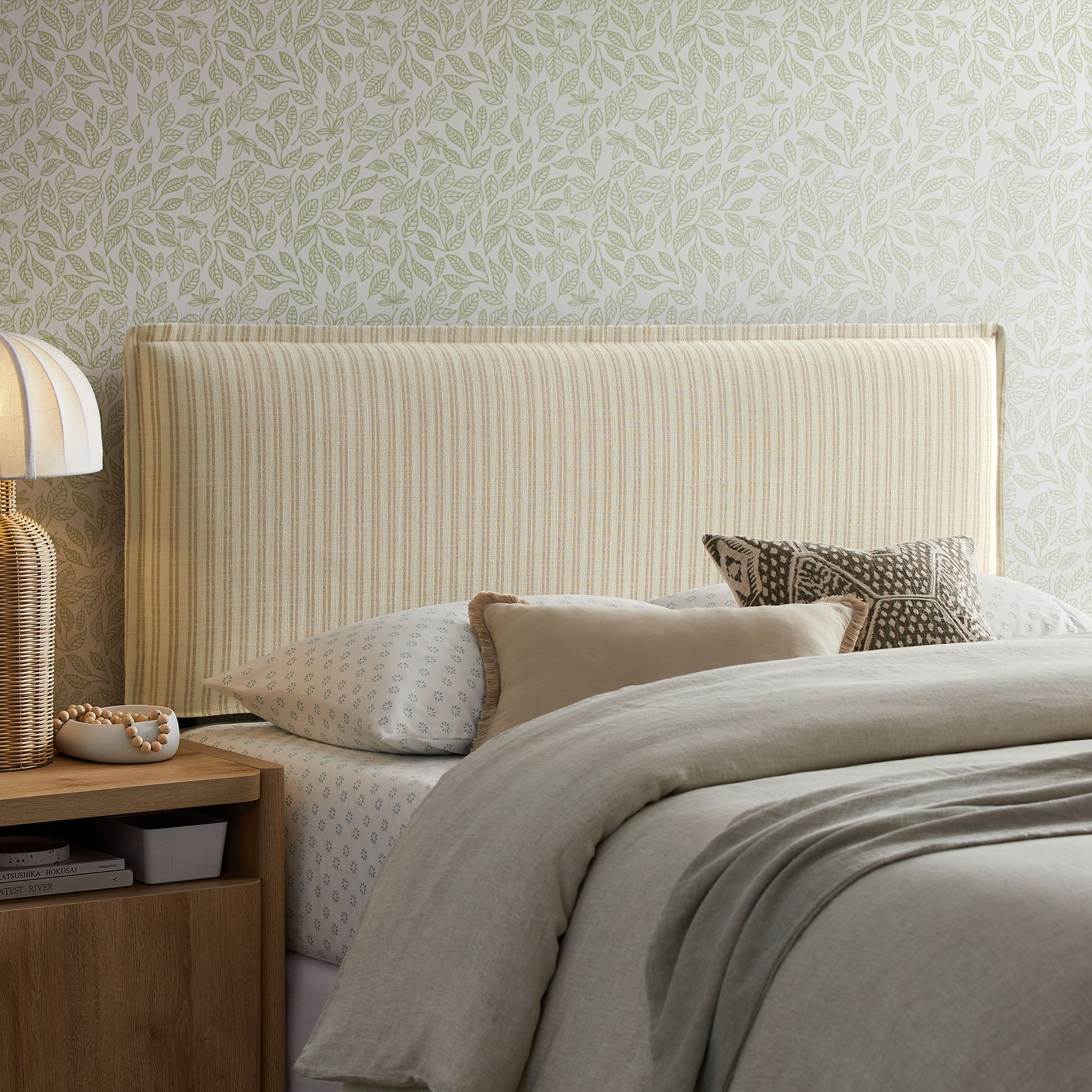 Camille Striped Linen Blend King Size Headboard