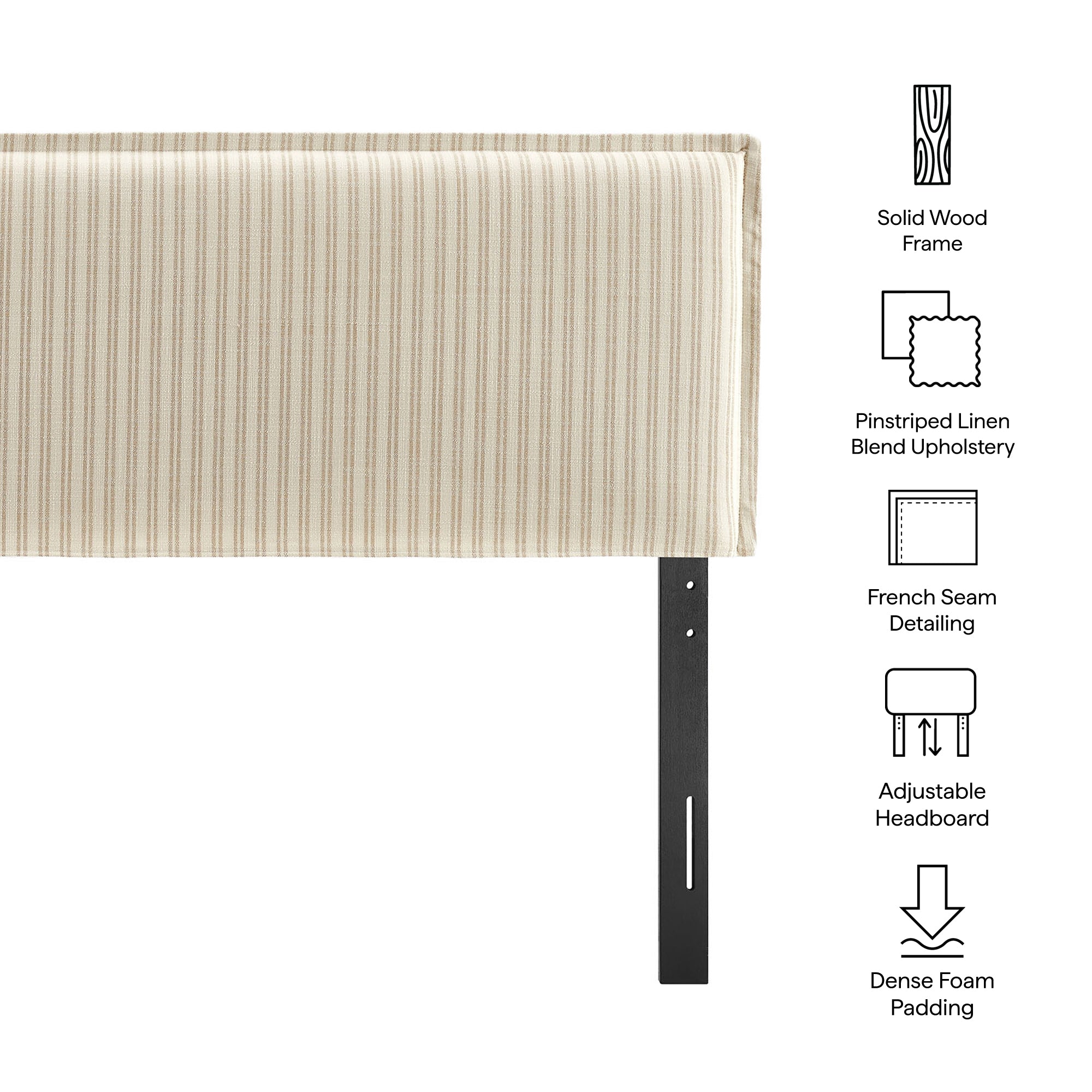 Camille Striped Linen Blend King Size Headboard