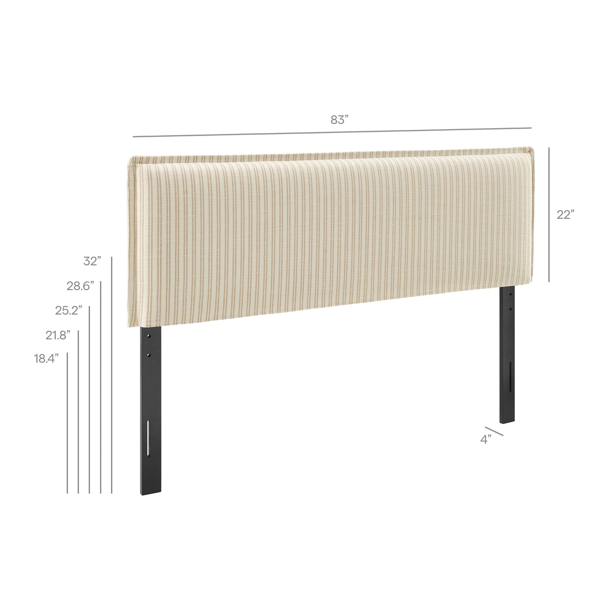 Camille Striped Linen Blend King Size Headboard