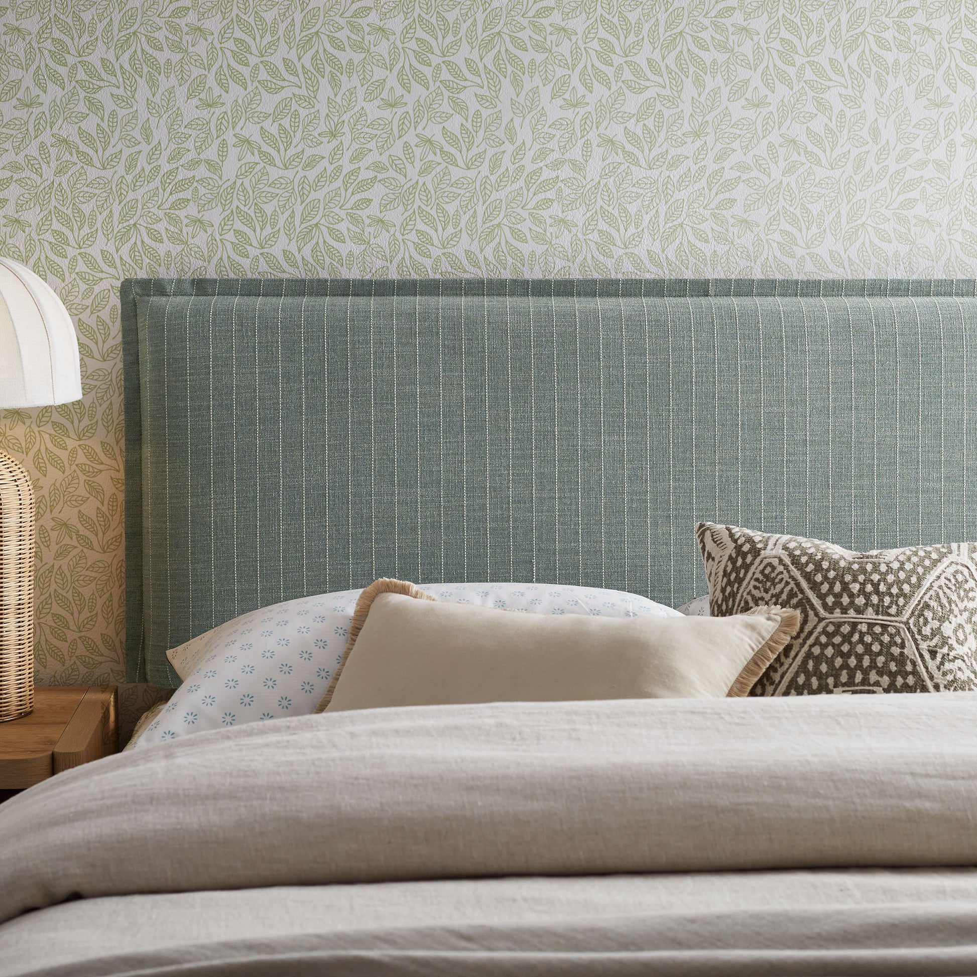 Camille Striped Linen Blend King Size Headboard