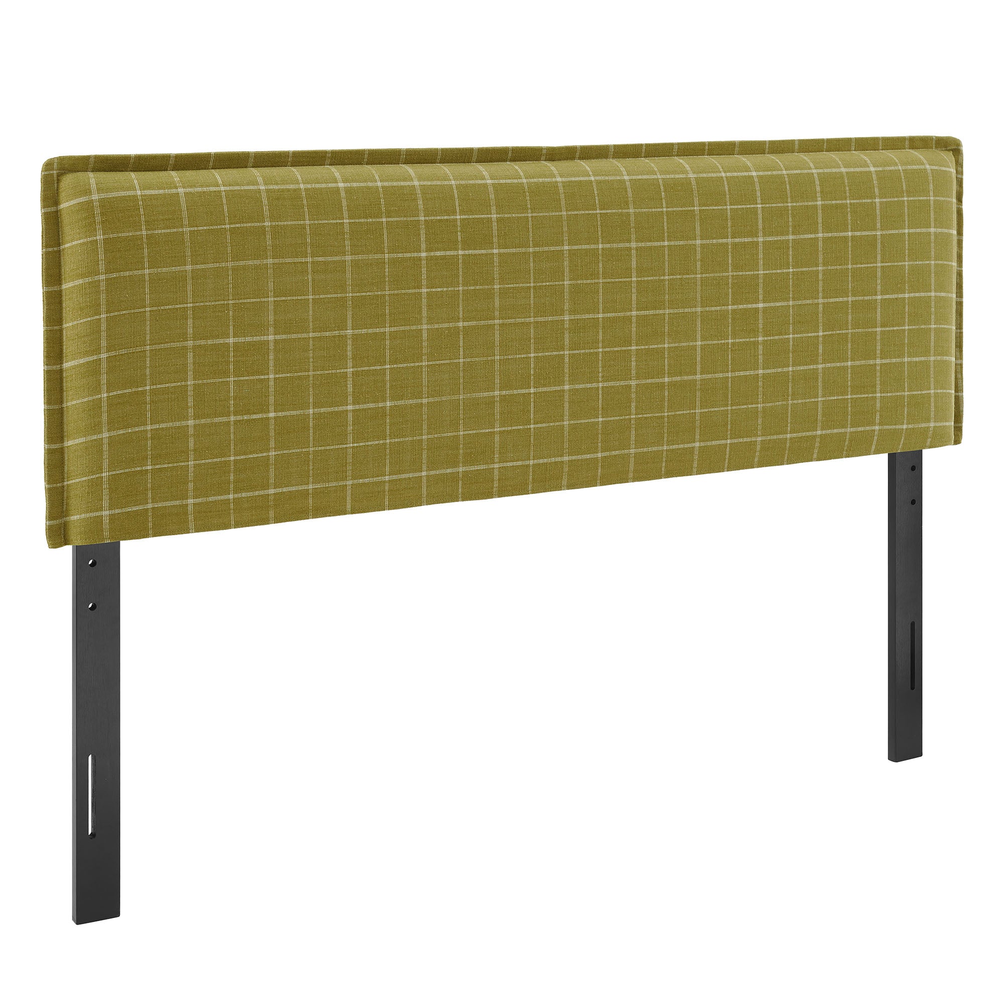 Camille Checkered Linen Blend King Size Headboard - Artichoke Windowpane Check