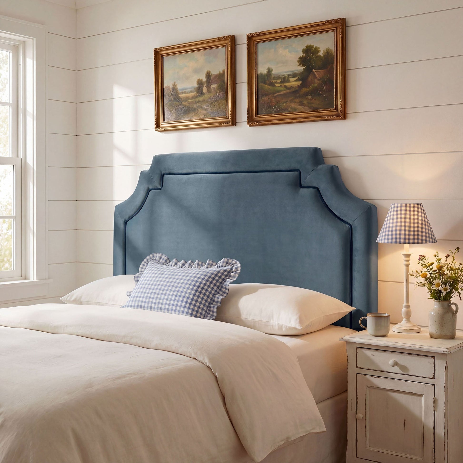 Magnolia Stain-Resistant Performance Velvet Headboard - Cadet Blue Midnight / Queen