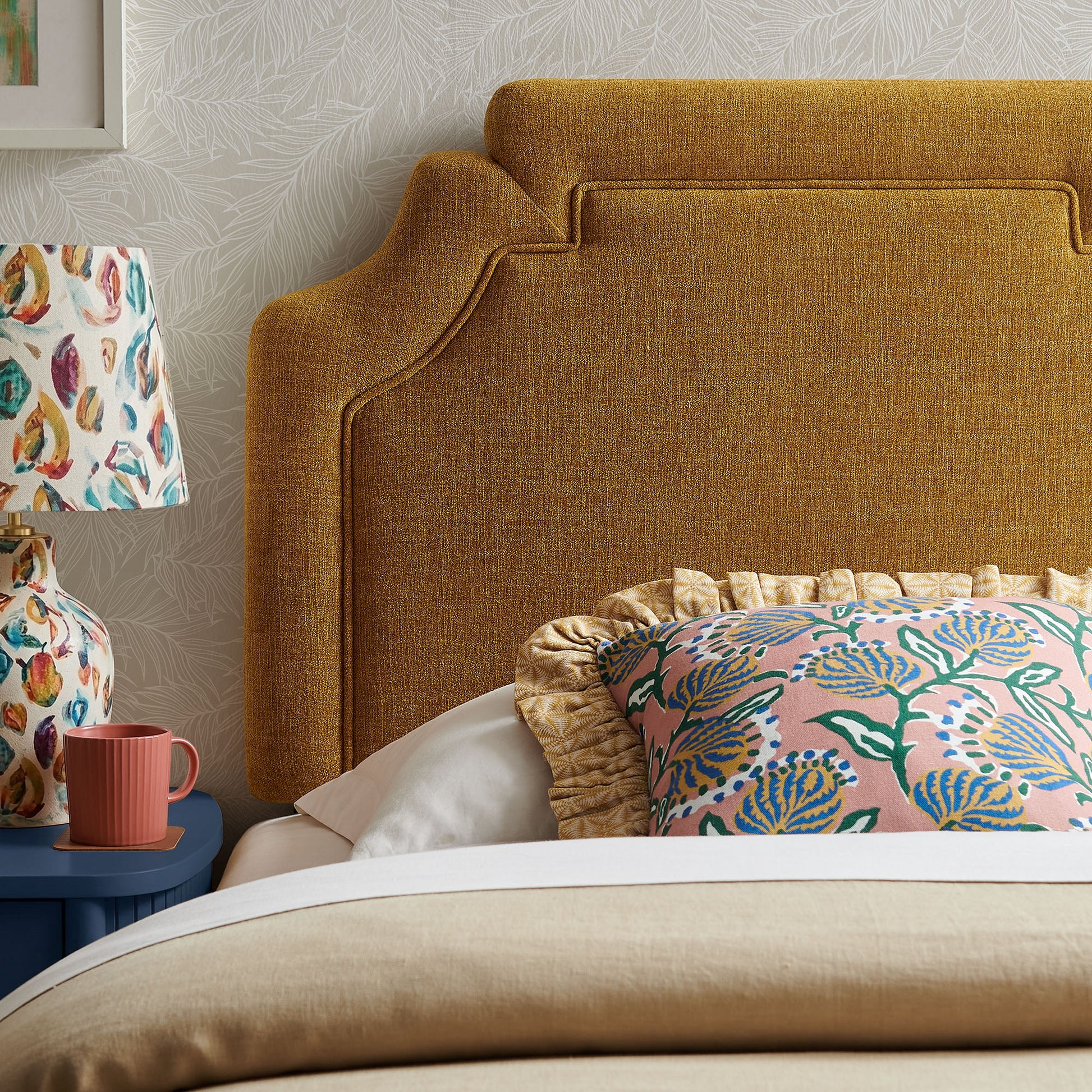 Magnolia Upholstered Fabric Twin Size Headboard
