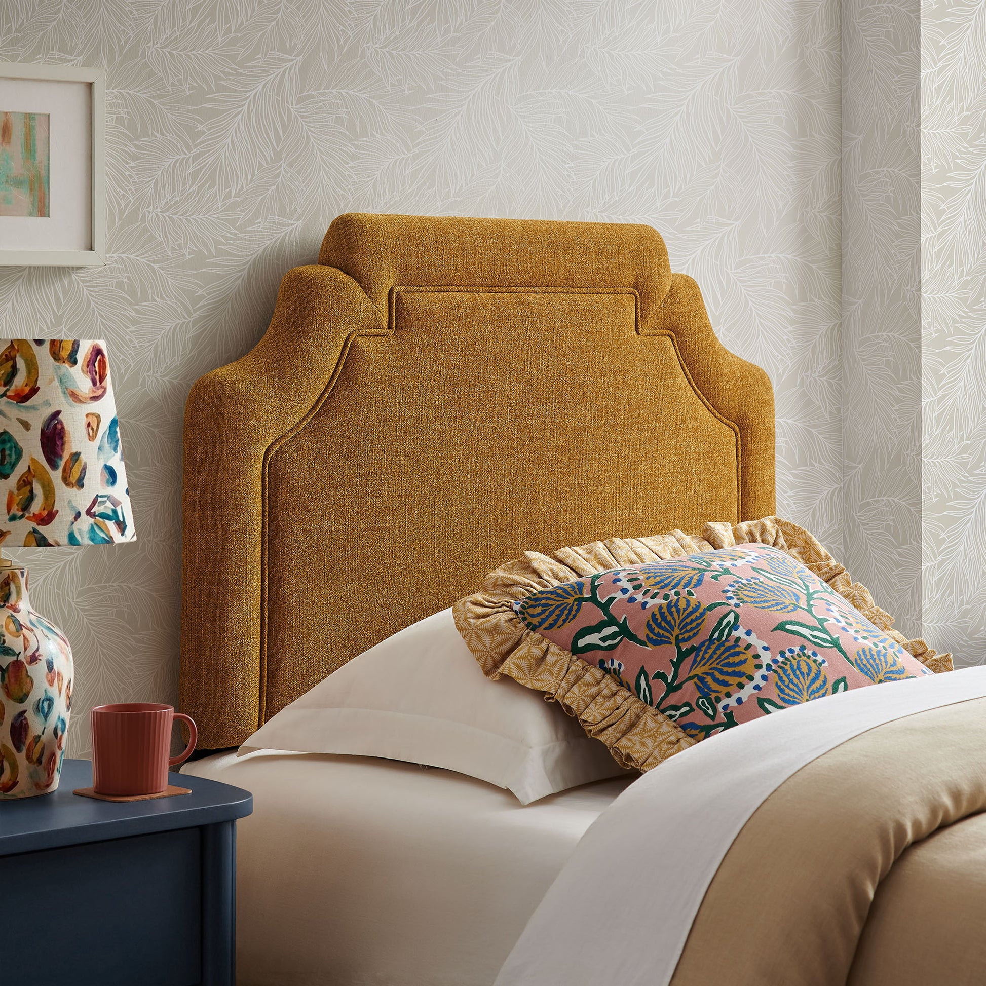 Magnolia Upholstered Fabric Twin Size Headboard